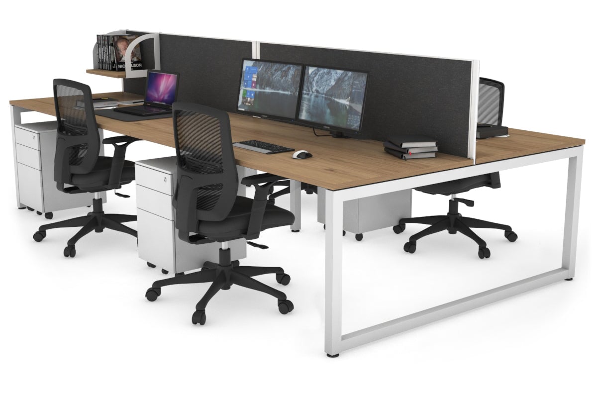 Quadro Loop Legs 4-Person Office Workstation - 1400L x 800W with Cable Management Scallop - Perfect for Collaborative Workspaces & Open Office Environments
