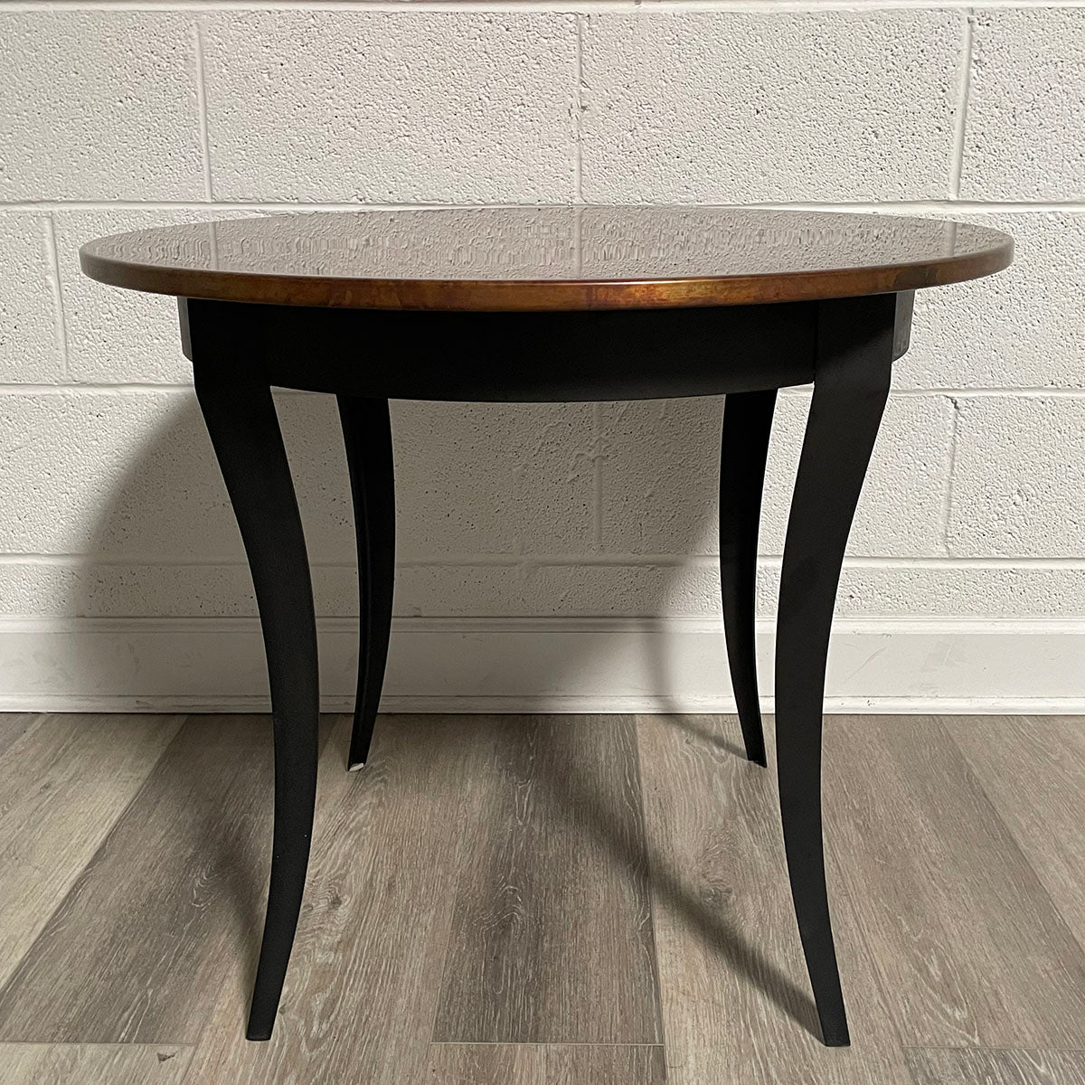 Round Mottled Stone/Metal End Table - Stylish and Durable Side Table for Living Room, Bedroom, or Patio Decor