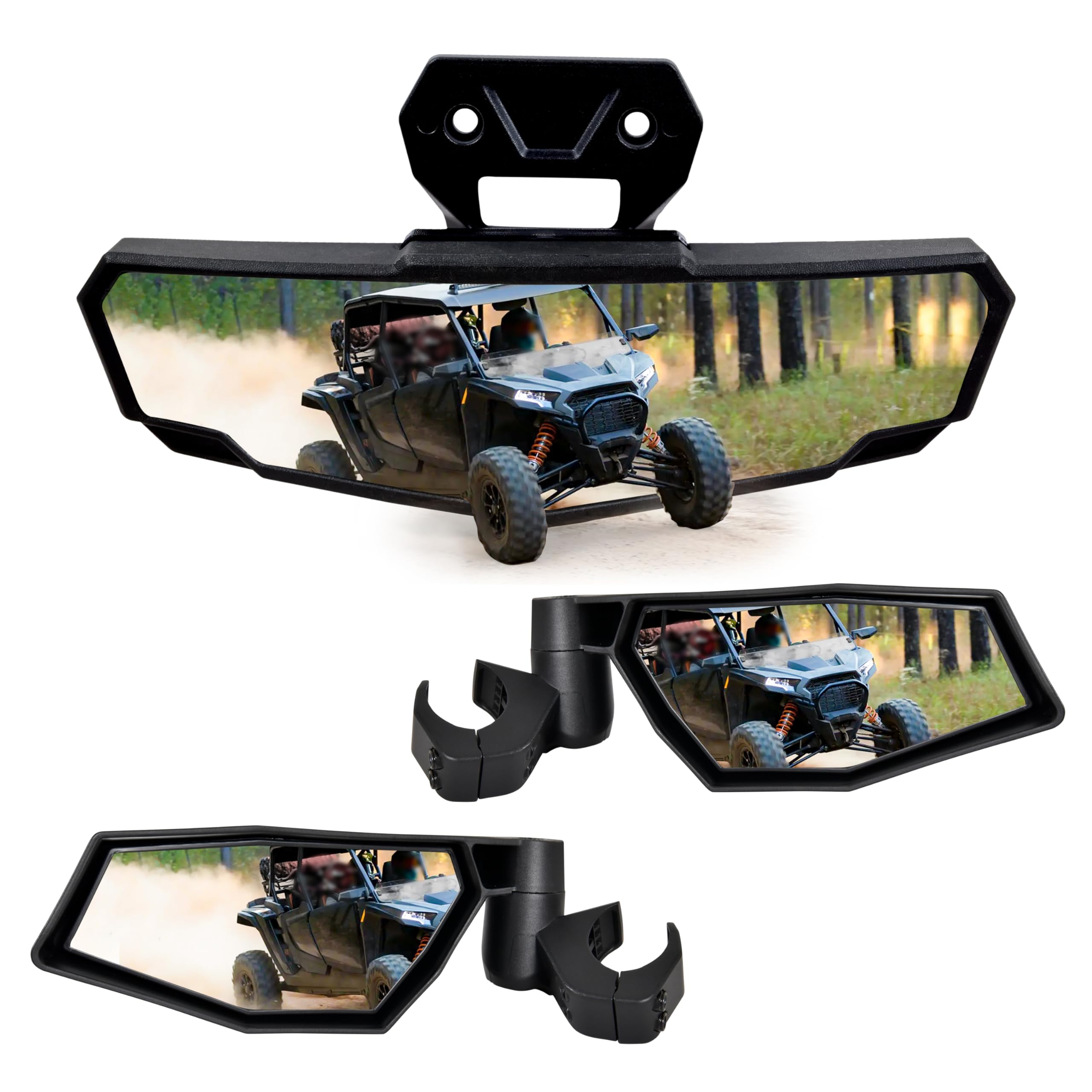 SAUTVS Folding Side Mirrors & Convex Rearview Mirror Kit for Polaris RZR XP 1000 (2024-2025) - Compatible with XP/XP 4 1000 Ultimate/Sport/Premium Models - Off-Road UTV Accessories for Enhanced Visibility & Safety