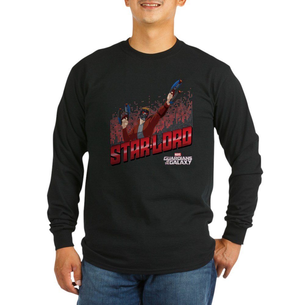 Guardians of the Galaxy Star Lord Guns Graphic Long Sleeve T-Shirt for Men - Cool Marvel Superhero Cosplay & Casual Wear
