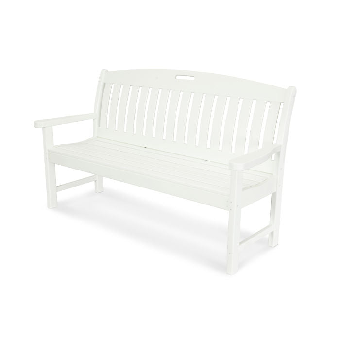 POLYWOOD Nautical 60-Inch Outdoor Bench - All-Weather Resin Wicker Patio Furniture for Poolside, Garden, Deck & Backyard Relaxation