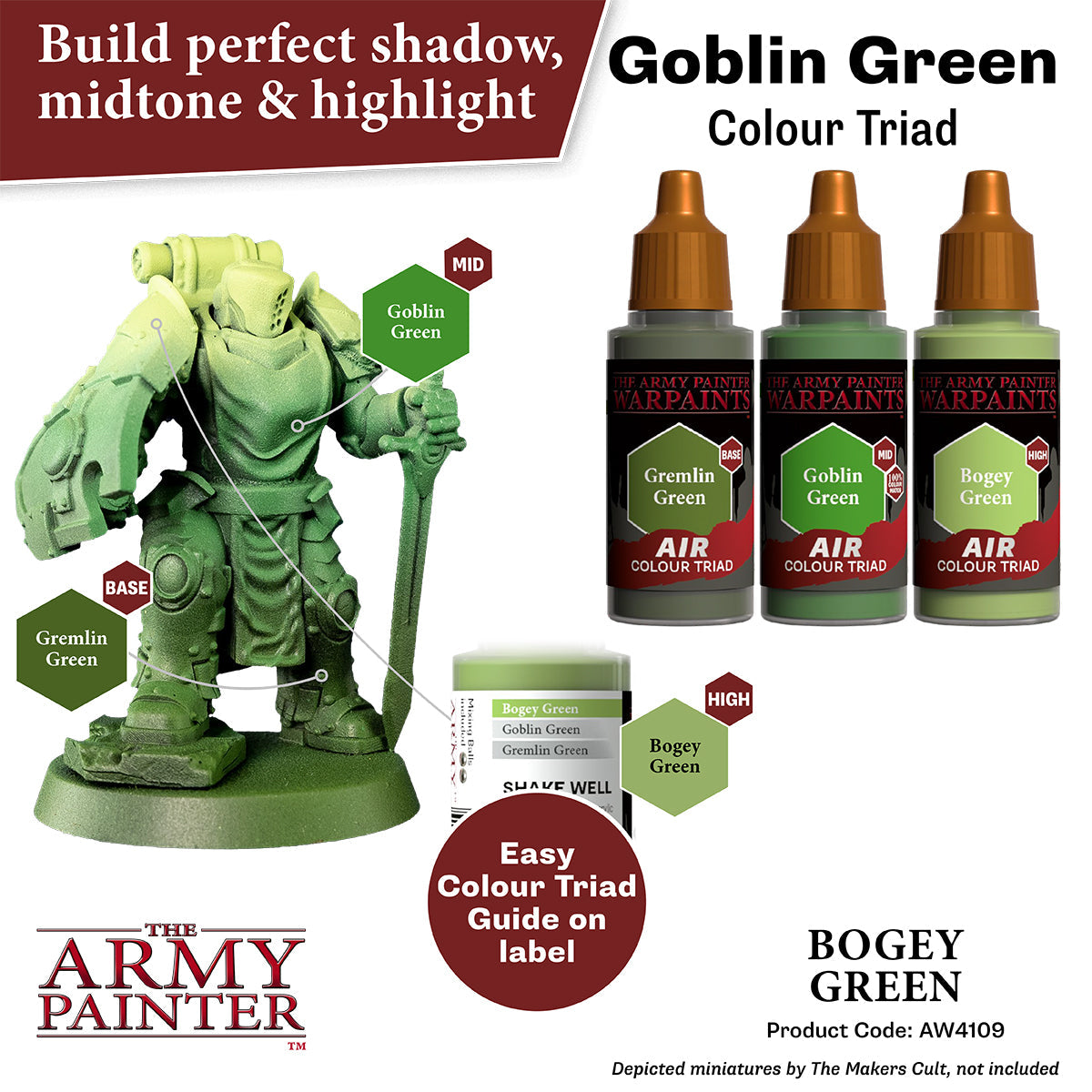 Warpaints Air: Bogey Green - Premium Model Paint for Miniatures & Wargaming - Perfect for Tabletop Gaming, Warhammer, and DIY Crafts