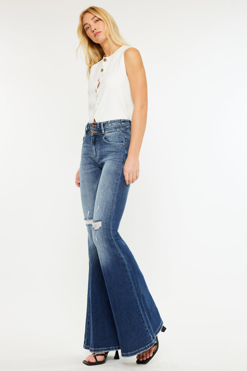 Chloe High Rise Super Flare Jeans for Women - Vintage 70s Inspired Denim Pants with Stretch Comfort - Perfect for Casual Outfits, Date Nights & Retro Fashion Looks