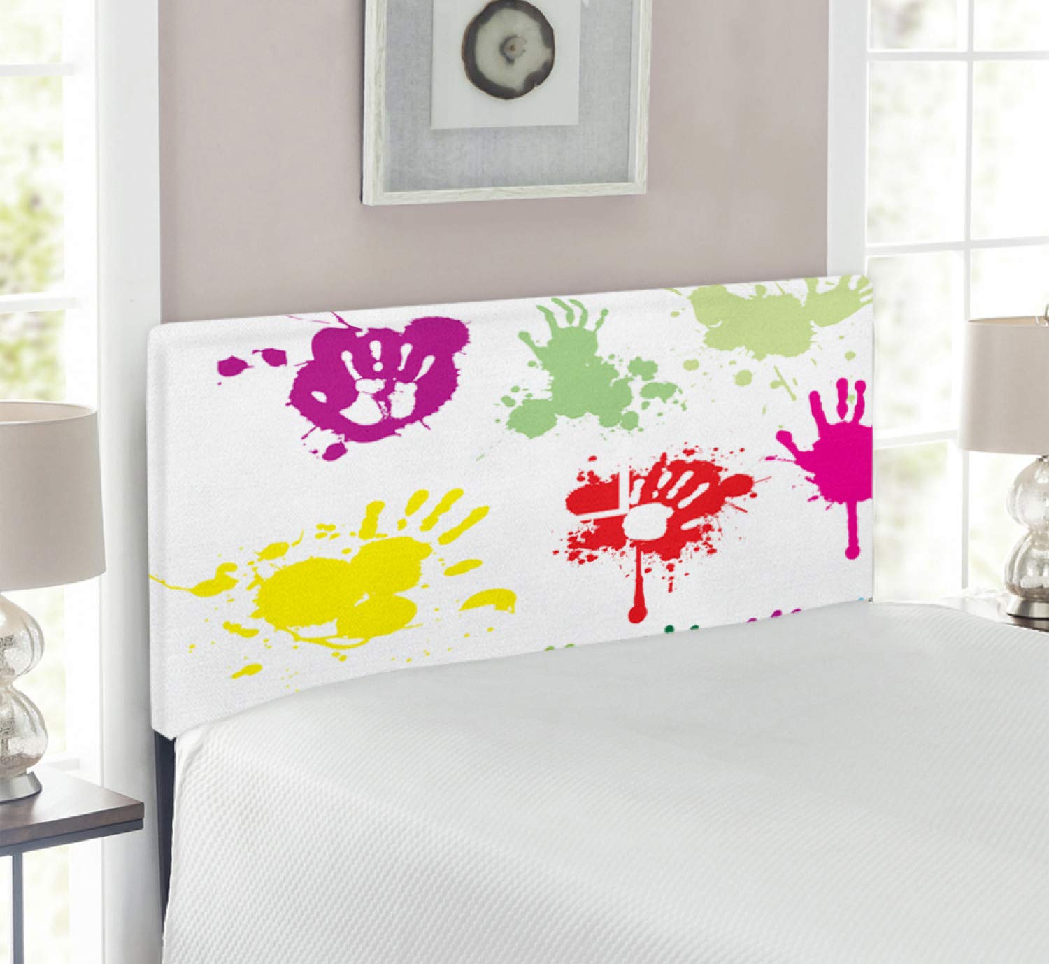 Ambesonne Graffiti Headboard - Street Art Upholstered Metal Bed Headboard with Memory Foam, Twin Size, Multicolor | Urban Teen Bedroom Decor, Dorm Room Upgrade, Modern Home Design