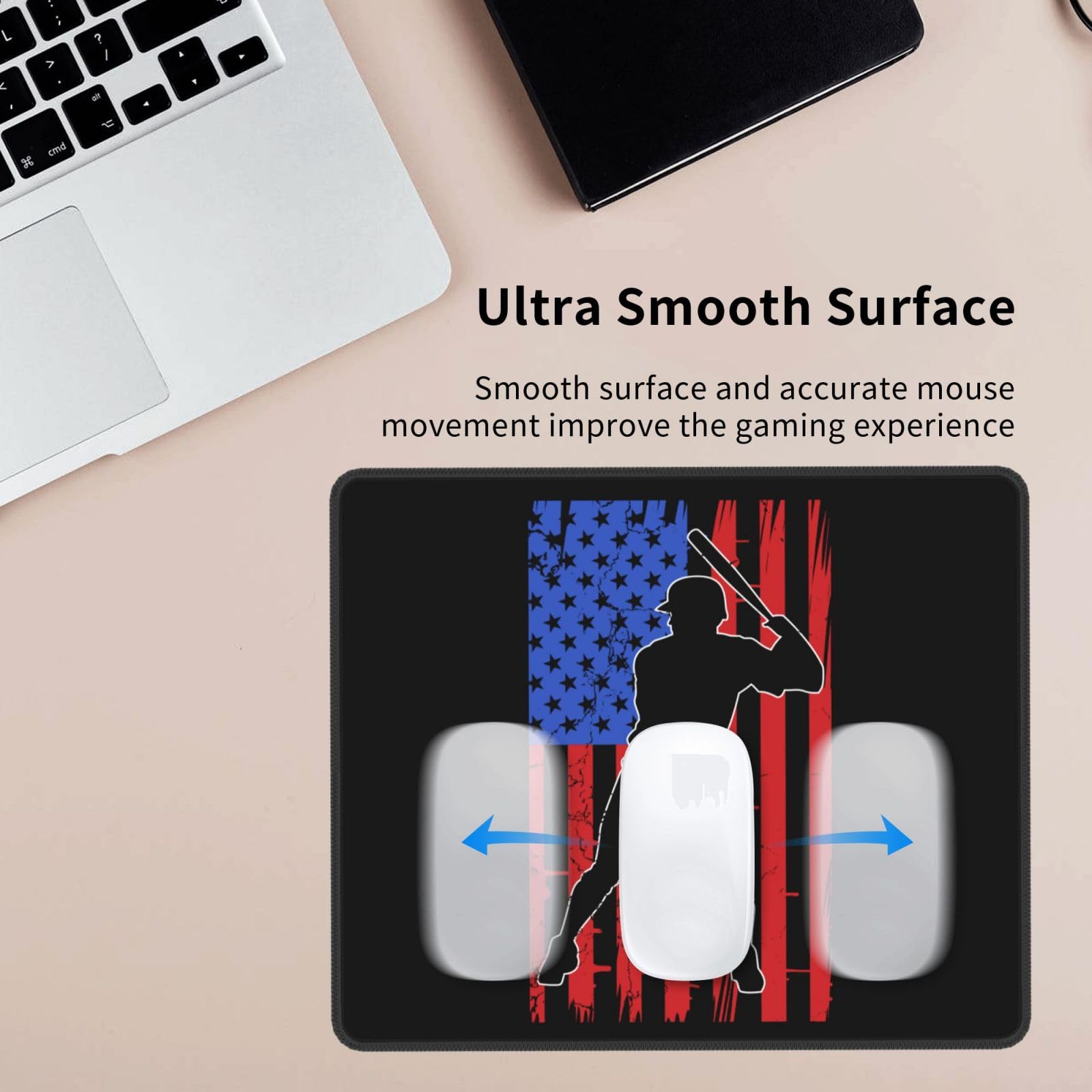 SIYTUAU American Flag Baseball Mouse Pad - Waterproof, Non-Slip Rubber Gaming Mousepad (10x12 inches) for Laptop, Office & PC - Perfect for Gamers, Workstations & Patriotic Decor