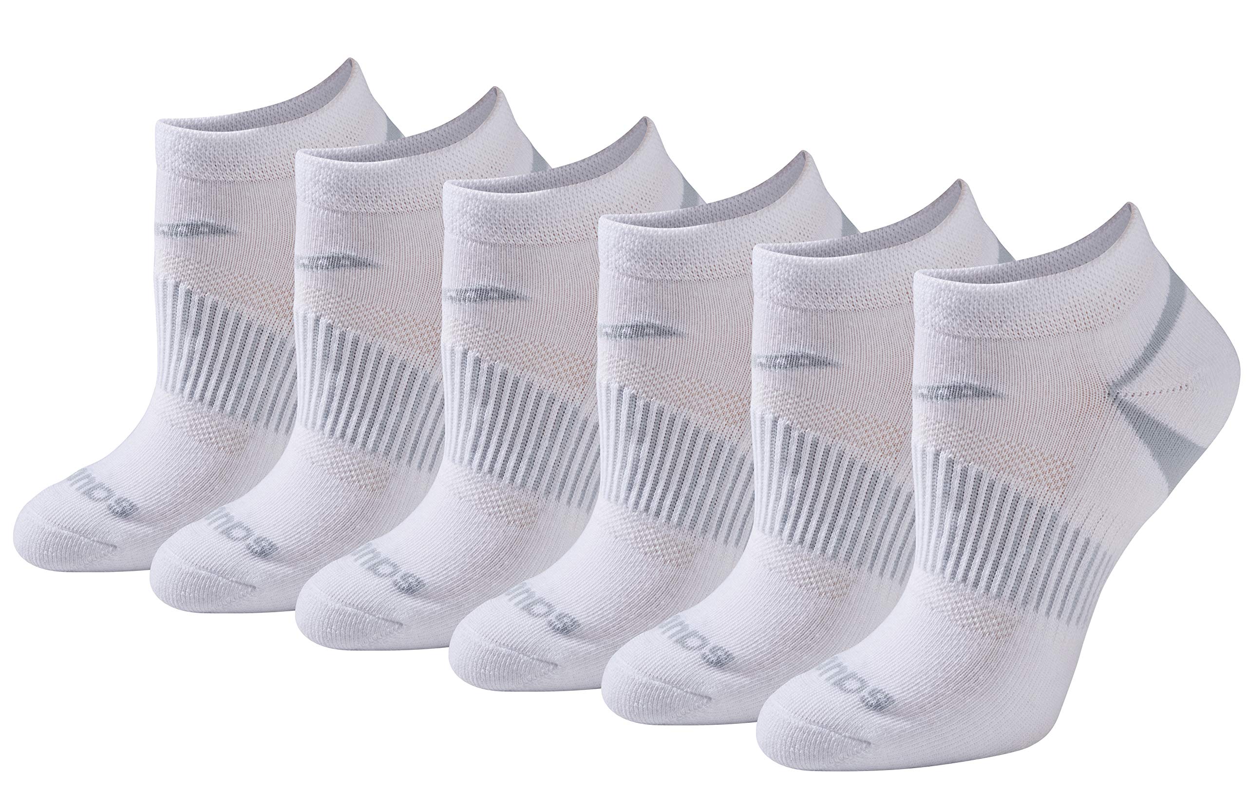 Saucony Women's RunDry Performance Selective Cushion Running Socks - 3 Pack (Black/White/Gray) - Moisture Wicking & Breathable for Marathon, Jogging & Workout