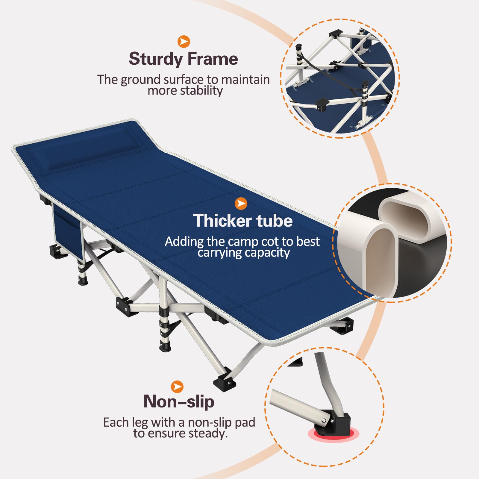 2 Pack Heavy Duty Camping Cots for Adults with Comfortable Mattress Pads - Portable Folding Sleeping Beds with Carry Bag - Perfect for Outdoor Camping, Backpacking, and Beach Vacations (2 Person)