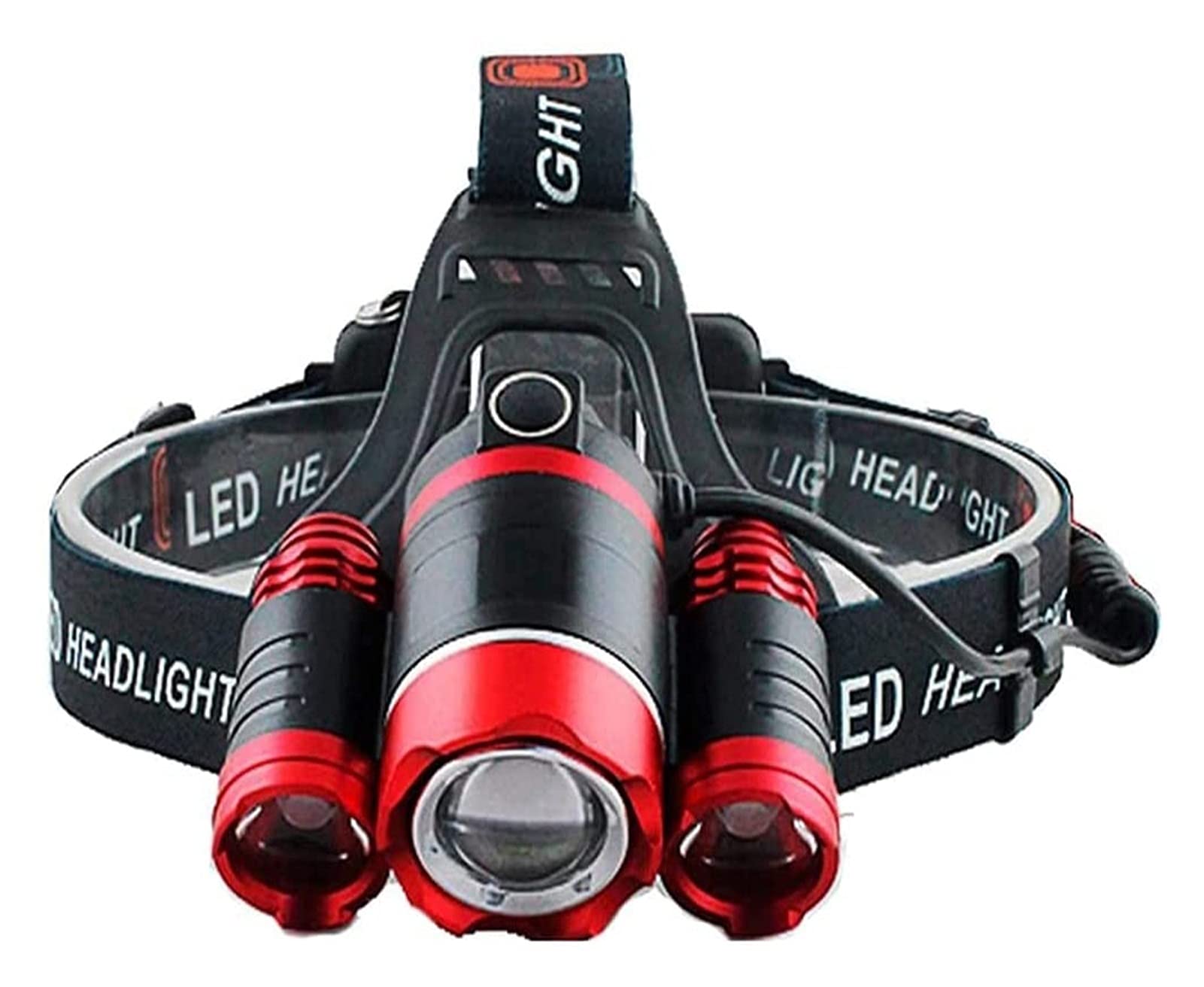 TONPOP LED Headlamp Flashlight - Rechargeable 3-Light Zoom Headlight for Camping, Fishing, Hunting & Outdoor Adventures - Waterproof Bright Headlamp for Hiking, Running, Cycling & Emergency Use