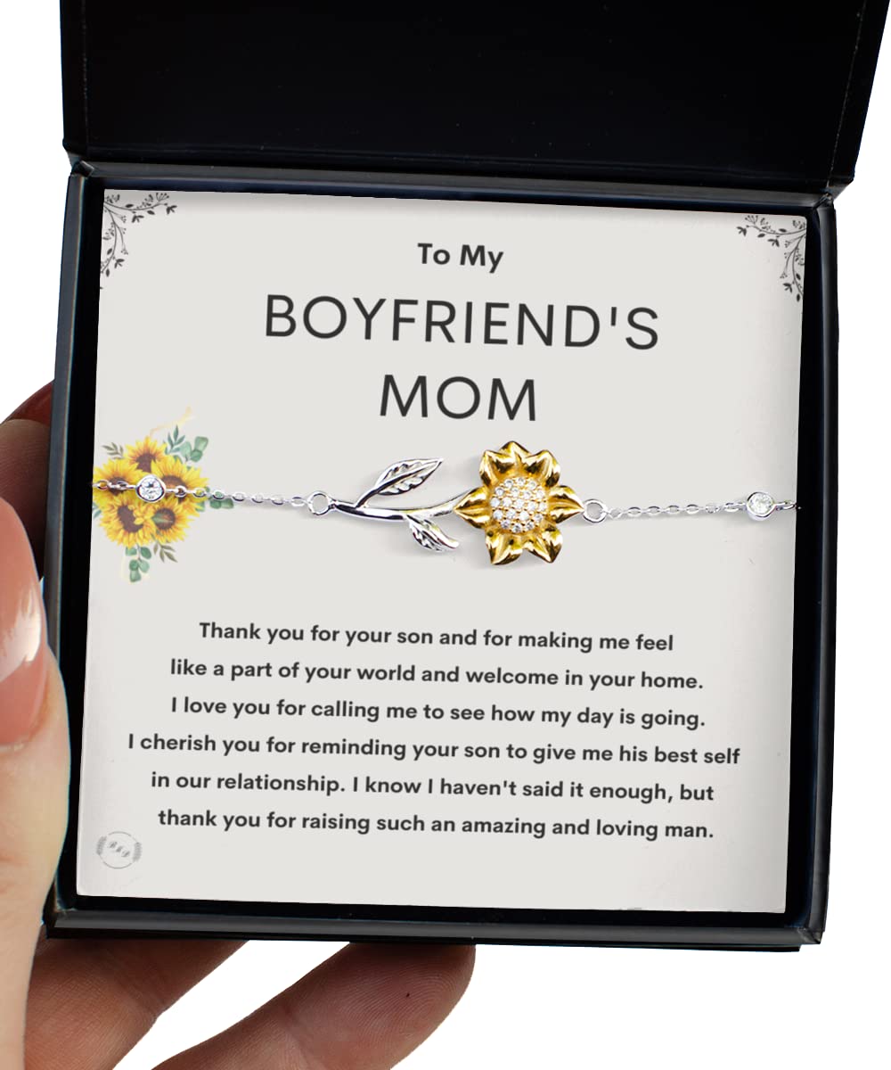 Sunflower Bracelet for Boyfriend's Mom - Thoughtful Gift for Girlfriend's Mom, Mother's Day, Birthday or Christmas - Perfect for Special Occasions & Heartfelt Moments