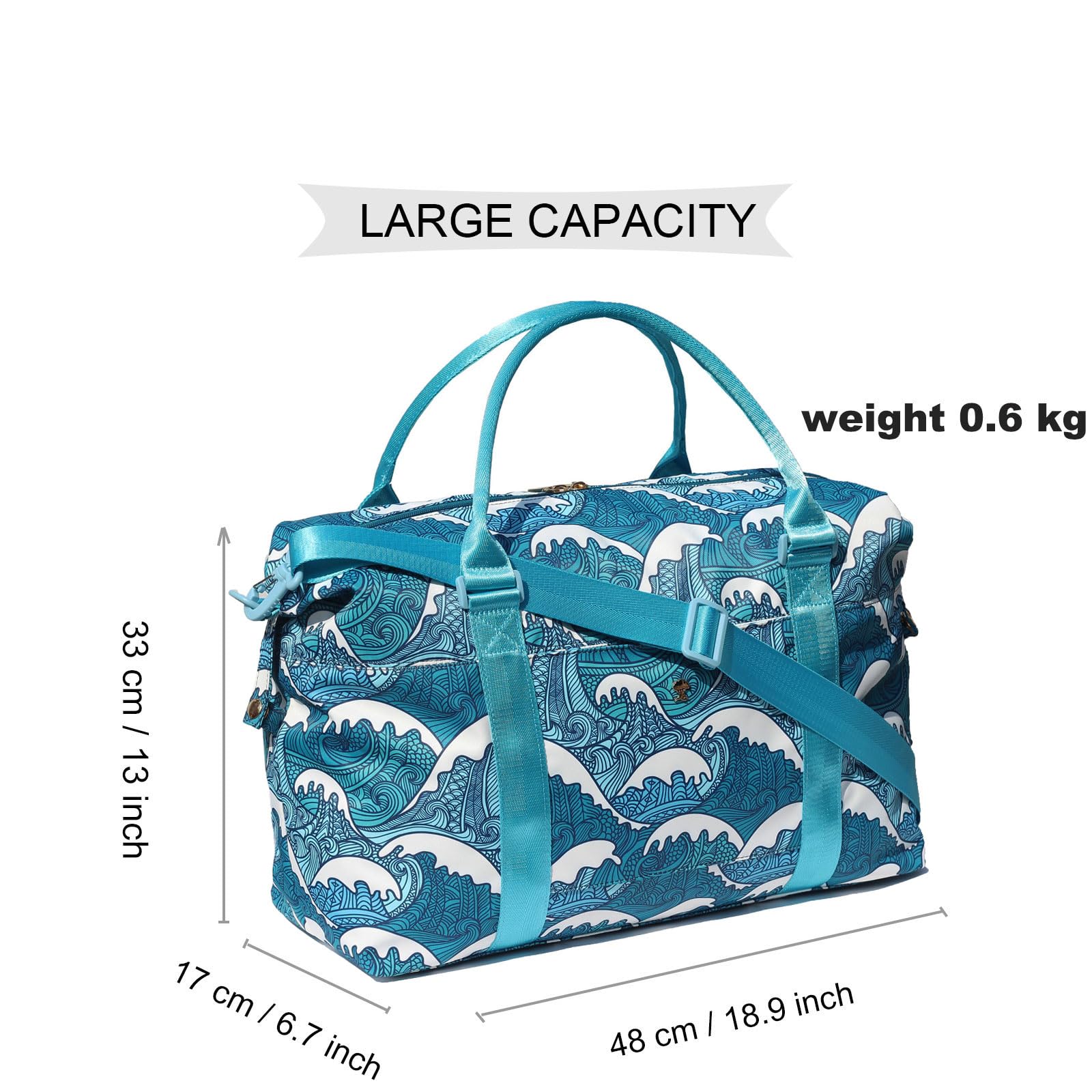 ESVAN Travel Tote Duffel Gym Bag - Waterproof Weekender Overnight Carry-on Crossbody Bag with Wet Pocket & Trolley Sleeve - Perfect for Gym, Travel, Workout & Weekend Getaways