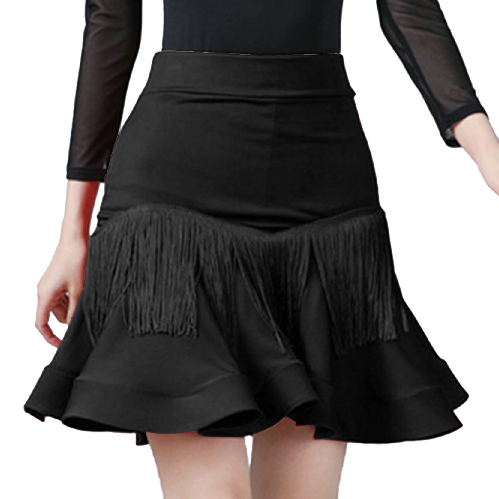 WinChang Women's Fringe Dance Skirt - Ballroom Latin Salsa Skirt with Sexy Mini Shorts for Rave & Performance | Perfect for Dance Competitions, Nightclub Parties & Costume Shows