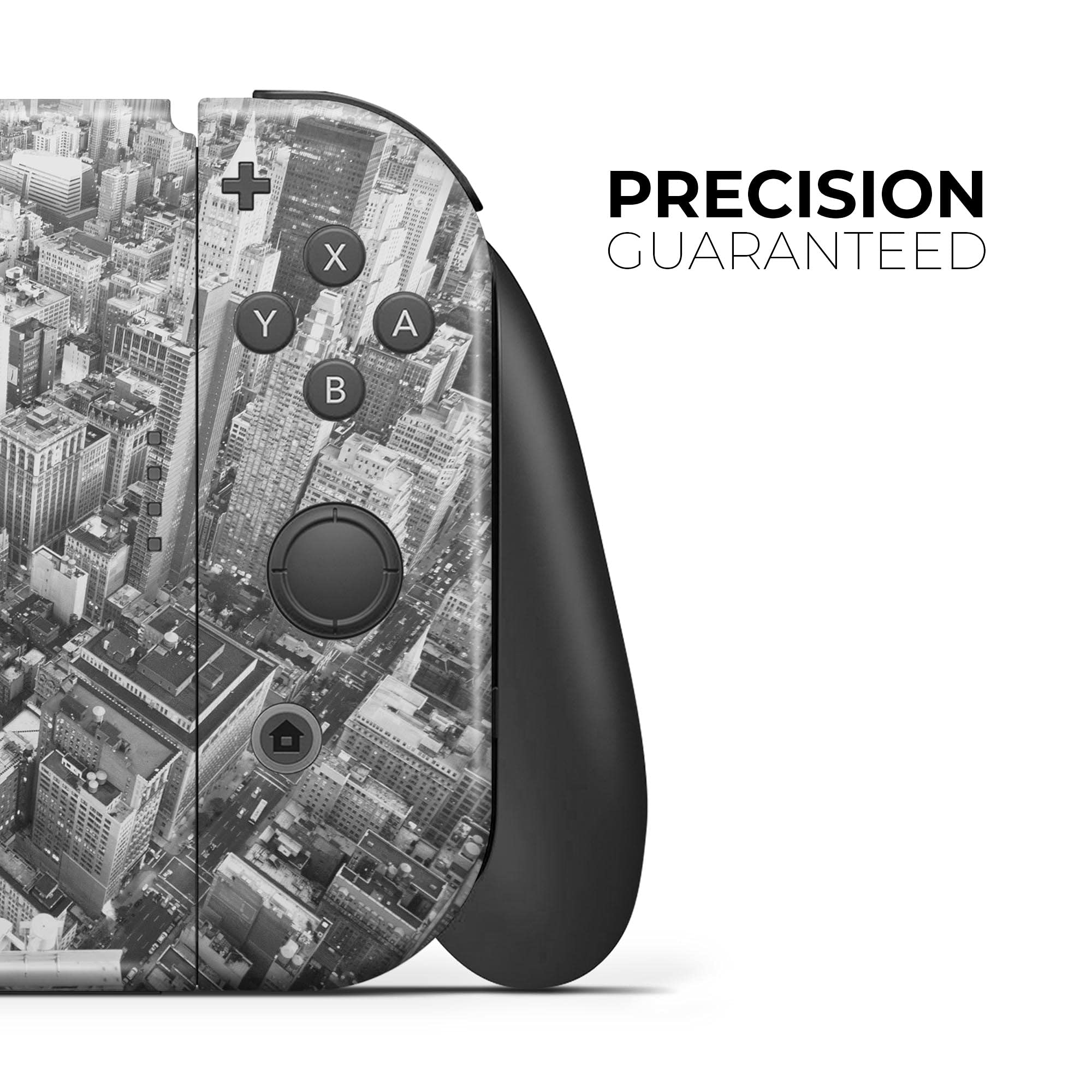 Nintendo Switch Skin Decal - Scratch-Resistant Removable Vinyl Wrap Cover Compatible with Switch Console & Joy-Con (Aerial Cityscape Black/White) - Perfect for Gaming Protection & Customization