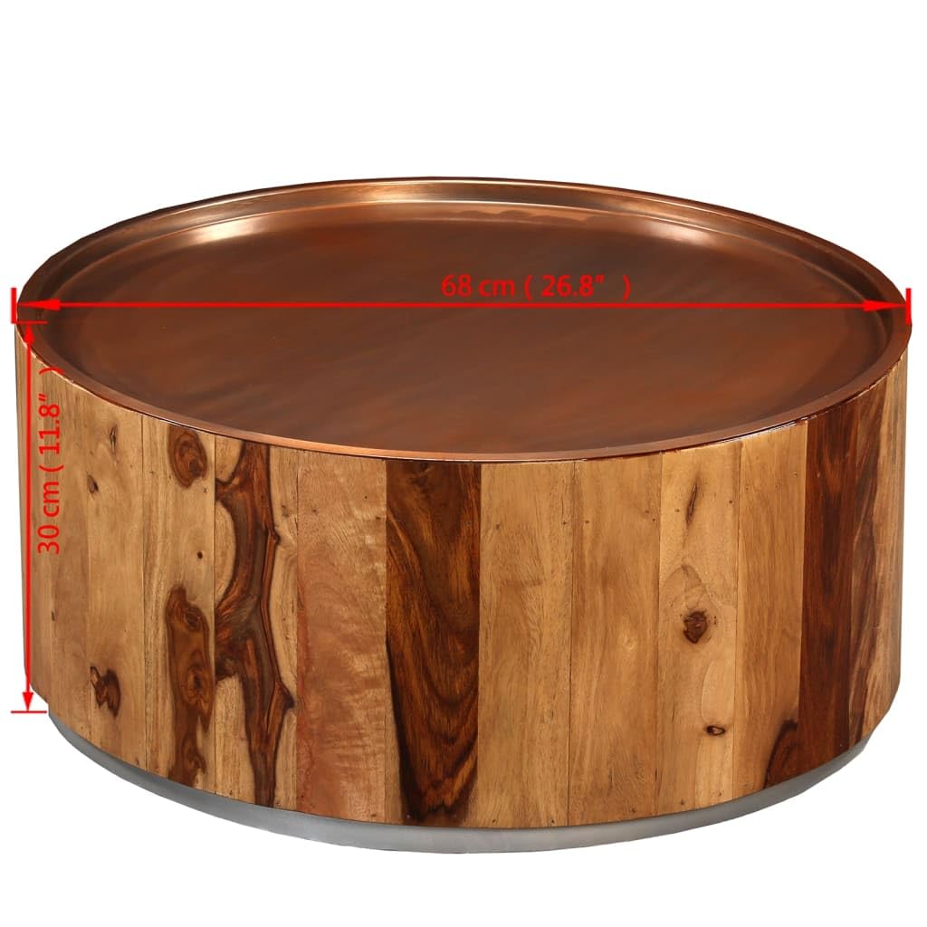 Solid Sheesham Wood and Steel Coffee Table - 26.8