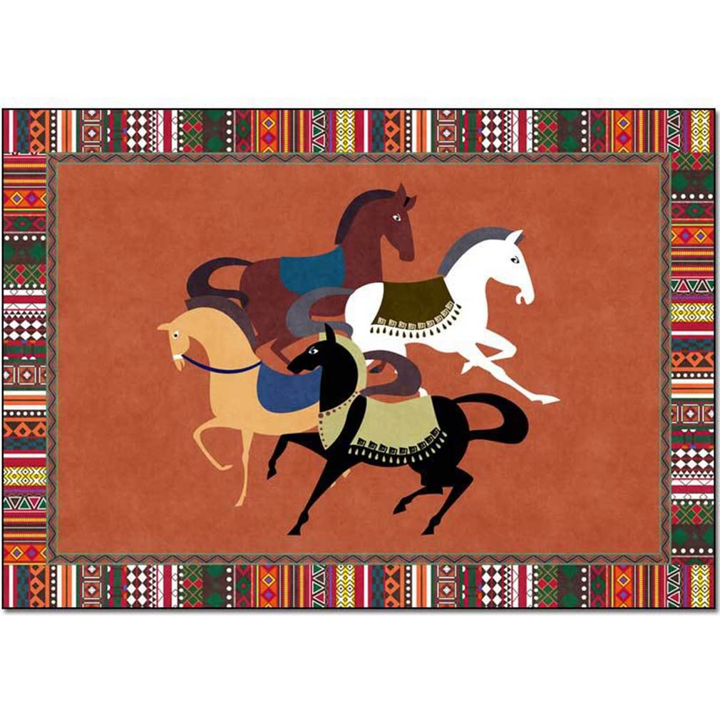 Vintage Abstract Art Area Rug - Soft Non-Slip Indoor/Outdoor Reptile Pattern Carpet for Farmhouse, Bedroom, Living Room, Courtyard & Kitchen - 3'x3' Orange Rug Perfect for Boho Decor, Pet-Friendly Homes & Entryway Mats