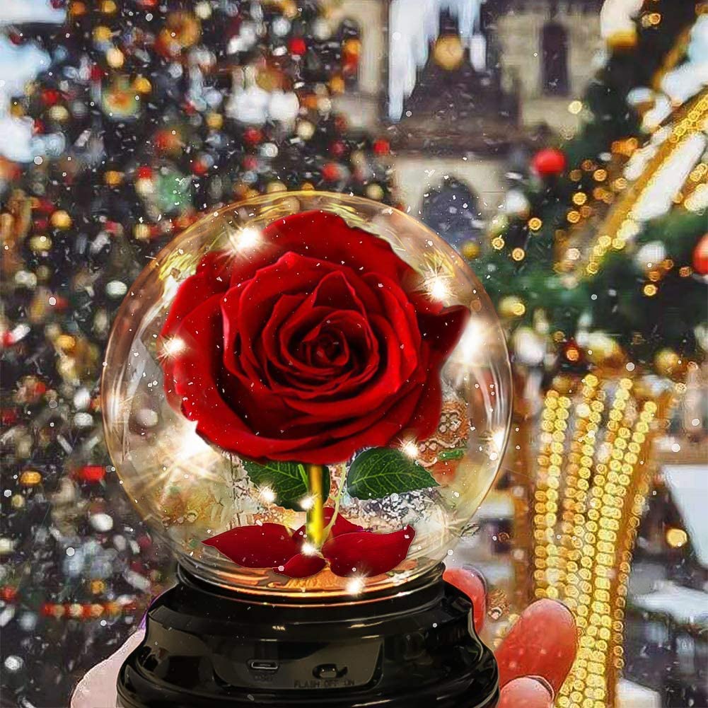 Valentine's Day Preserved Rose Gift - Enchanted Red Silk Rose for Her, Mom, Girlfriend, Wife | Birthday & Anniversary Romantic Present | Home Decor, Wedding Centerpiece, Special Occasion Gift