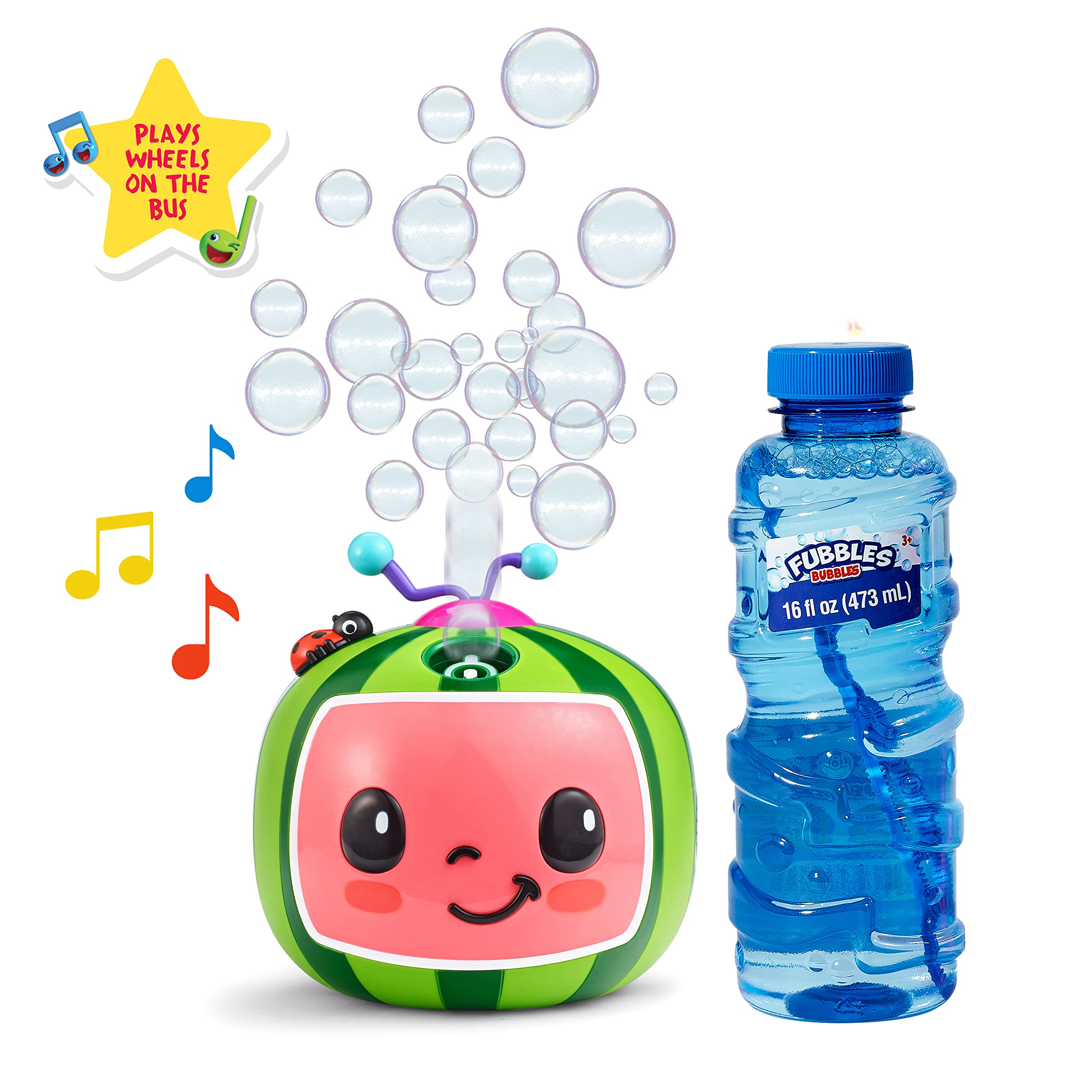 CoComelon NO Spill Musical Bubble Machine - Fun Bubble Blower Toy for Babies, Toddlers & Kids | Includes 16oz Bubble Solution (Colors May Vary) | Perfect for Outdoor Play, Birthday Parties & Backyard Fun