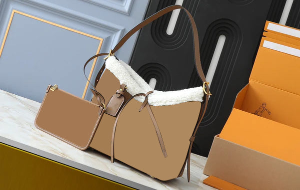Premium Wool Tote Bag for Women - Large Carry All Handbag with Leather Straps - Perfect for Work, Travel & Shopping (Black)