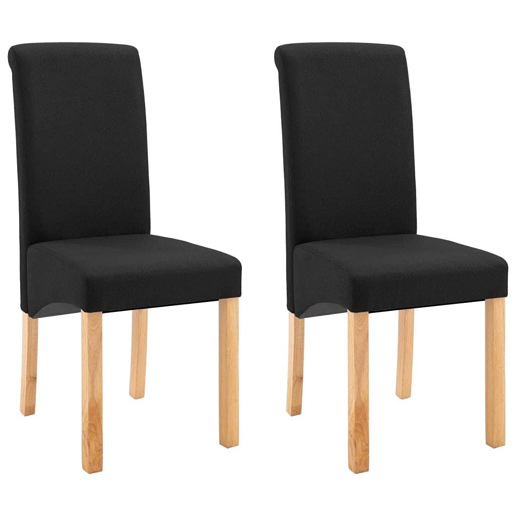 2 Pack Black Fabric Upholstered Padded Dining Chairs - Comfortable Kitchen, Restaurant & Lounge Chairs for Home & Commercial Use