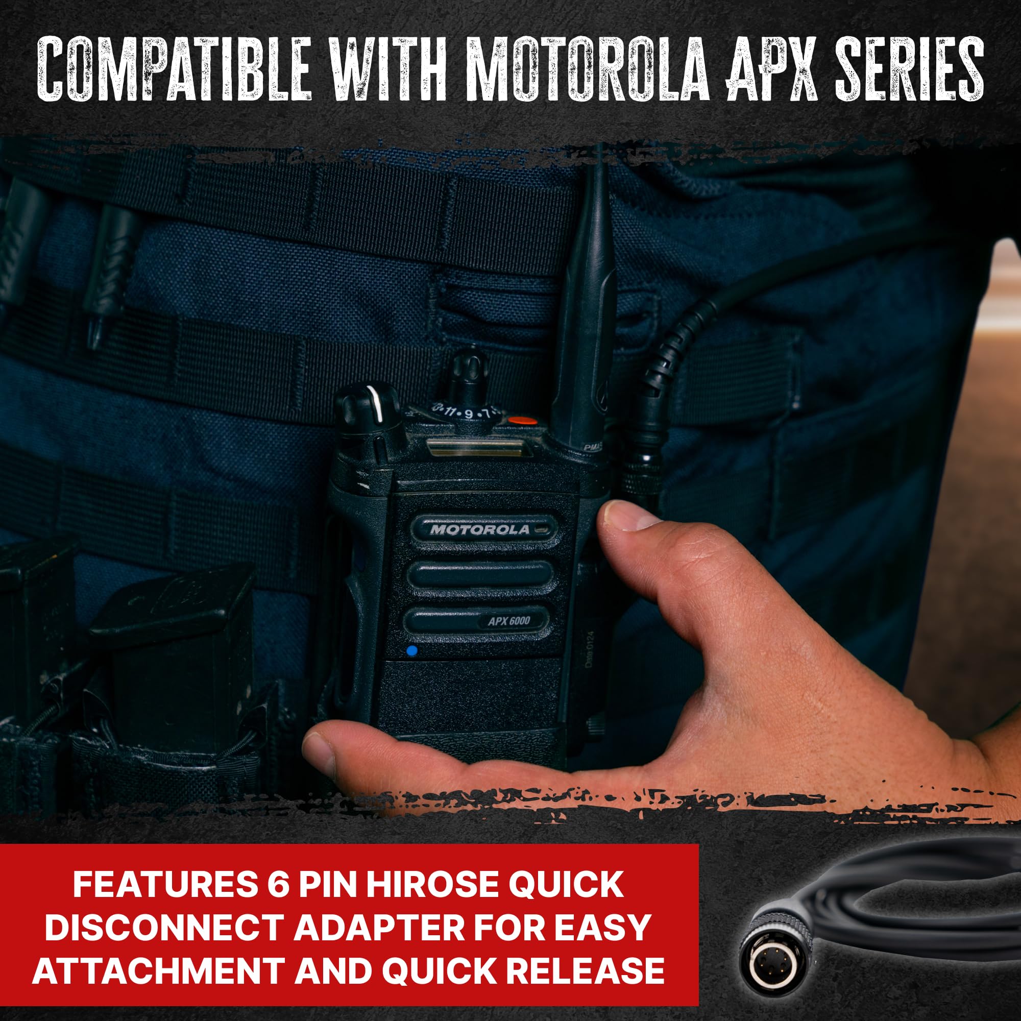 Sheepdog Microphones Alpha SDA1-APX-QD Quick Disconnect Police Lapel Mic Headset - Compatible with Motorola APX6000/7000/8000 Radios | Secure Communication for Law Enforcement & First Responders