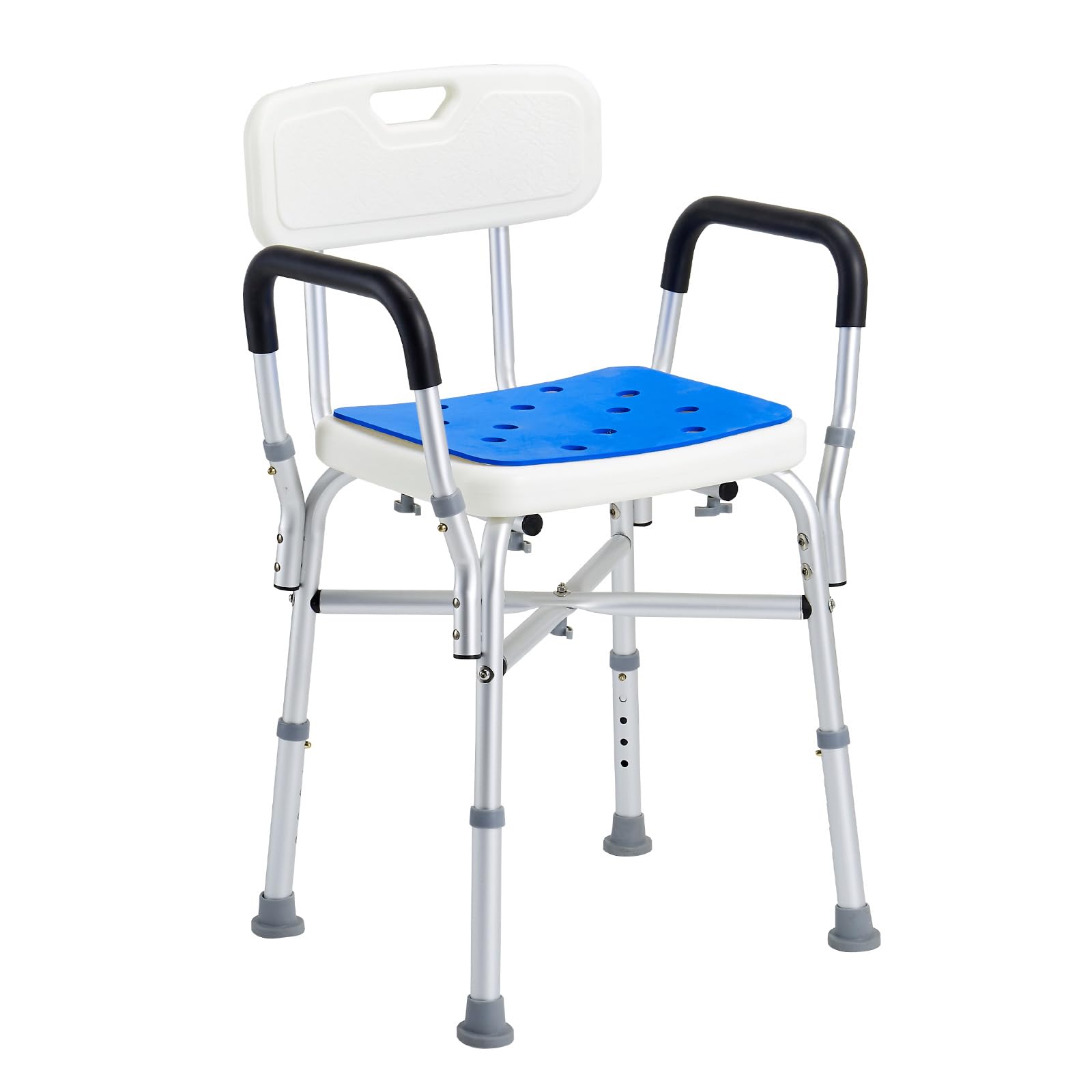 Adjustable Shower Chair Seat with Padded Armrests & Back Support - 400 lbs Weight Capacity - Non-Slip Bath Stool for Elderly & Disabled - Perfect for Shower, Bathtub & Bathroom Safety (Ideal for Seniors, Post-Surgery Recovery & Mobility Assistance)