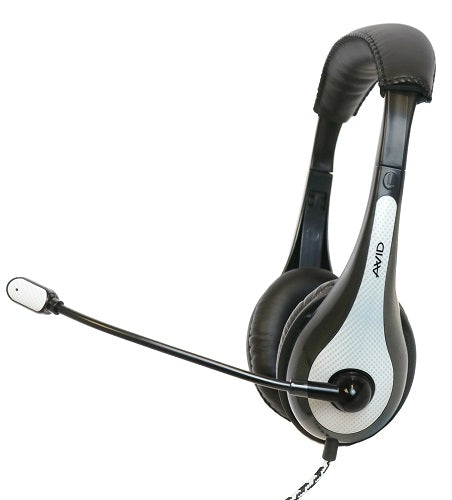 Avid AE 36 On-Ear Stereo Headphones with Built-in Microphone - White | Noise Cancelling Wireless Headset for Gaming, Music & Office Work