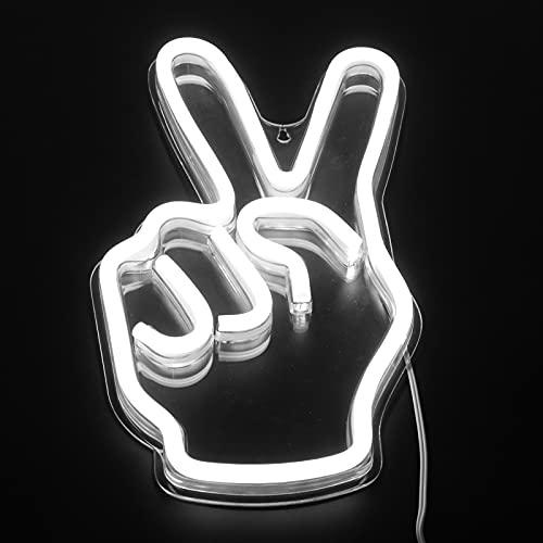 Garosa LED Peace Sign Neon Light - USB Powered Neon Sign for Bedroom, Living Room, Game Room & Kids Room Decor - Creative Victory Gesture Wall Lamp for Shelves, Cabinets & Party Decorations