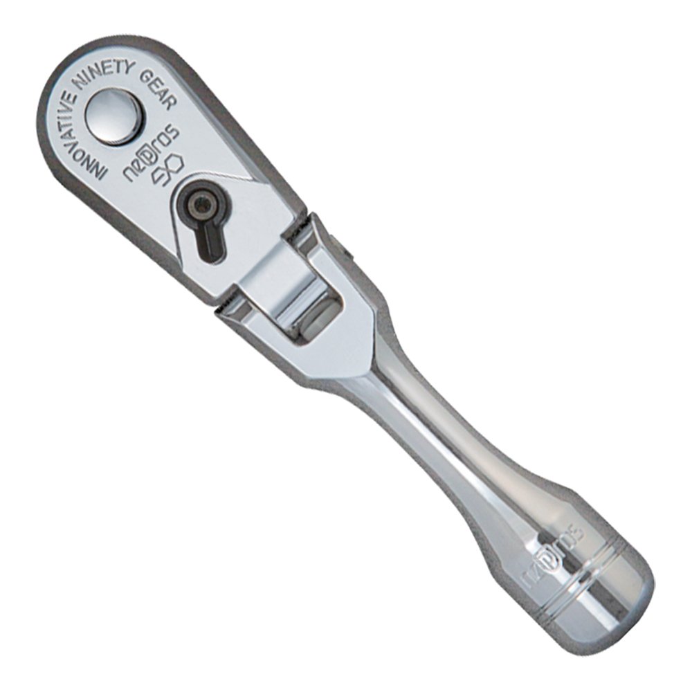 KTC Neplos 6.3sq Short Flex Ratchet Handle NBR290FS - Professional Automotive Tool for Tight Spaces & DIY Repairs | Perfect for Mechanics & Home Garage Use