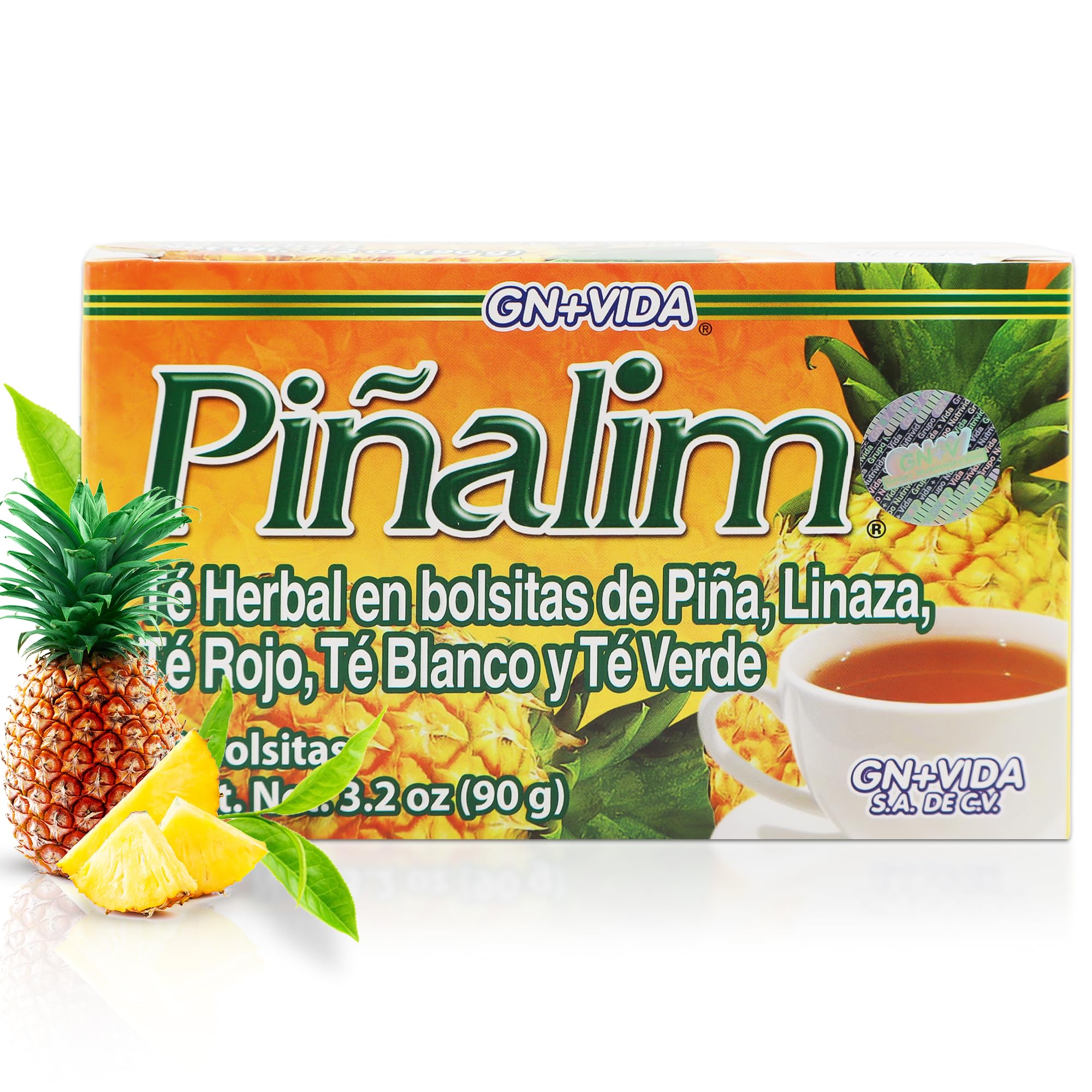 Pinalim Tea (Te de Pinalim) - Mexican Herbal Blend with Pineapple, Flaxseed, Green Tea & White Tea | 30-Day Supply | Natural Weight Loss & Detox Tea for Daily Wellness Routine