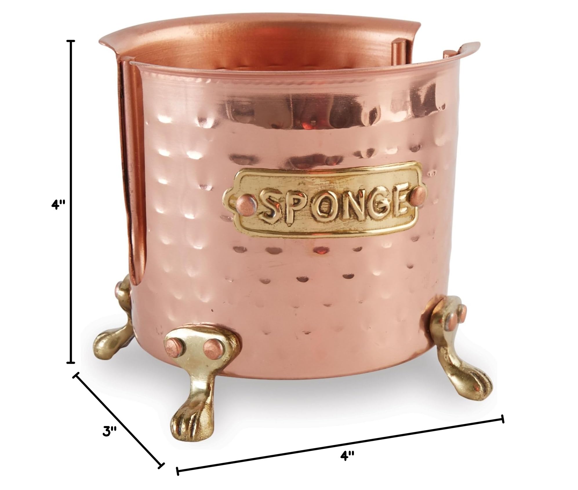 Mud Pie Kitchen Sponge Holder Caddy in Copper - Stylish Countertop Organizer for Sponges, Brushes & Cleaning Supplies | Perfect for Sink, Dishwashing & Kitchen Organization