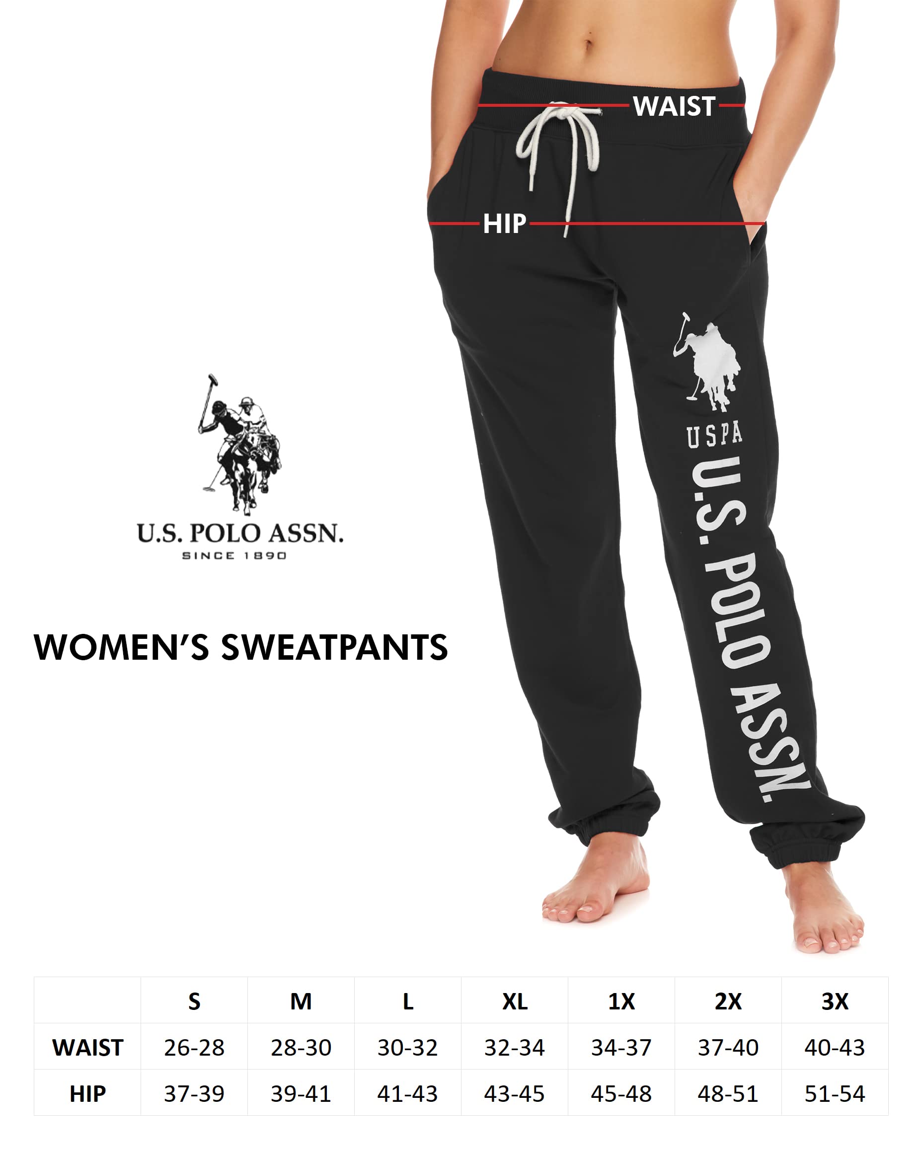 U.S. Polo Assn. Women's Essential Sweatpants with Pockets - Soft French Terry Joggers for Women | Comfortable & Breathable Lounge Pants for Yoga, Running & Casual Wear