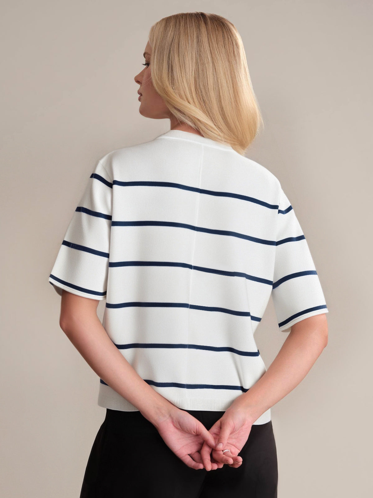 Noa: Women's Stripe Cotton Crop Sweater - Soft & Comfortable Pullover for Casual Wear, Spring & Fall Fashion