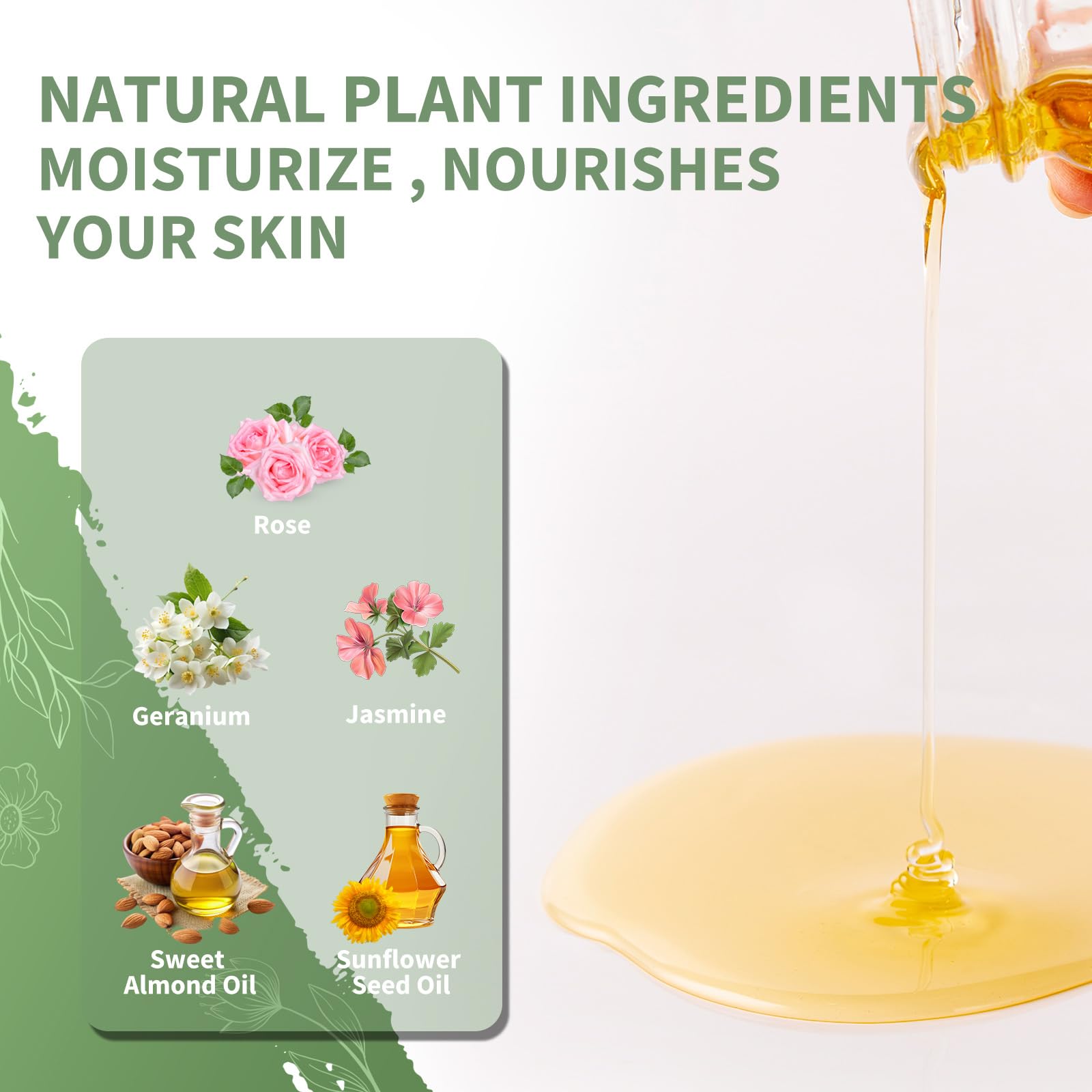 8.8 fl.oz (260ml) Rose & Rosemary Body Oil - Hydrating & Nourishing for Dry Skin | Perfect for Massage, Aromatherapy & Daily Moisturizing