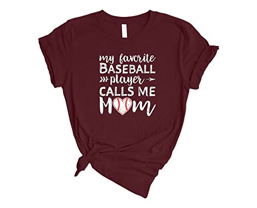 My Favorite Baseball Player Calls Me Mom T-Shirt - Softball Mom Shirt, Baseball Mom Gift for Women - Comfortable Cotton Tee for Games, Practice & Team Support