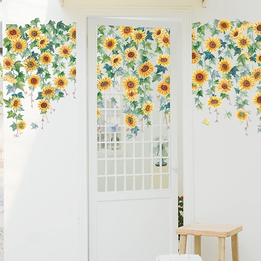 Sunflower Wall Stickers - Floral Decor for Bedroom, Kitchen & Bathroom