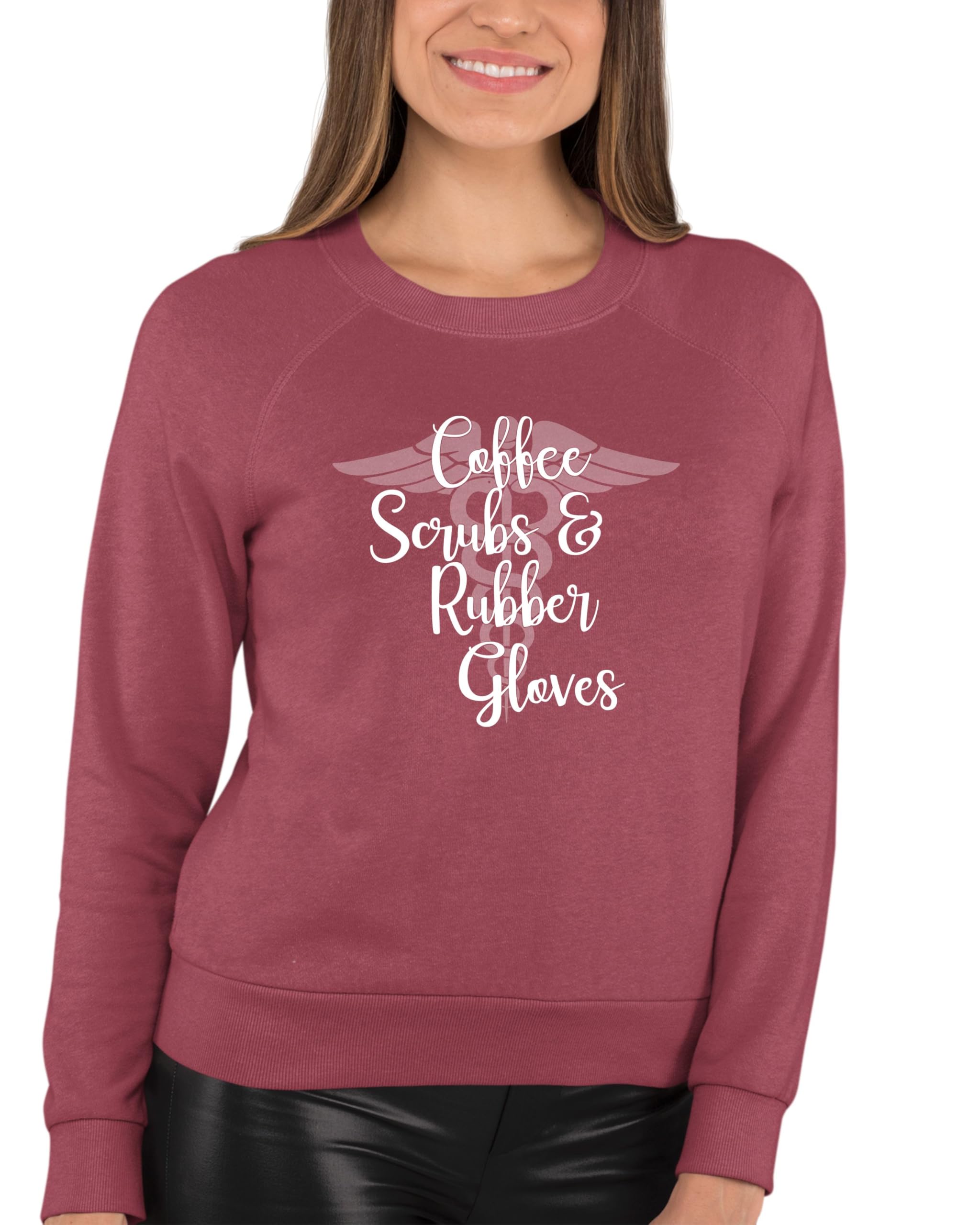 Premium Coffee Scrubs & Rubber Gloves for Nurses & Doctors - Comfortable Medical Crewneck Sweatshirt | Ideal for Hospitals, Clinics & Healthcare Professionals
