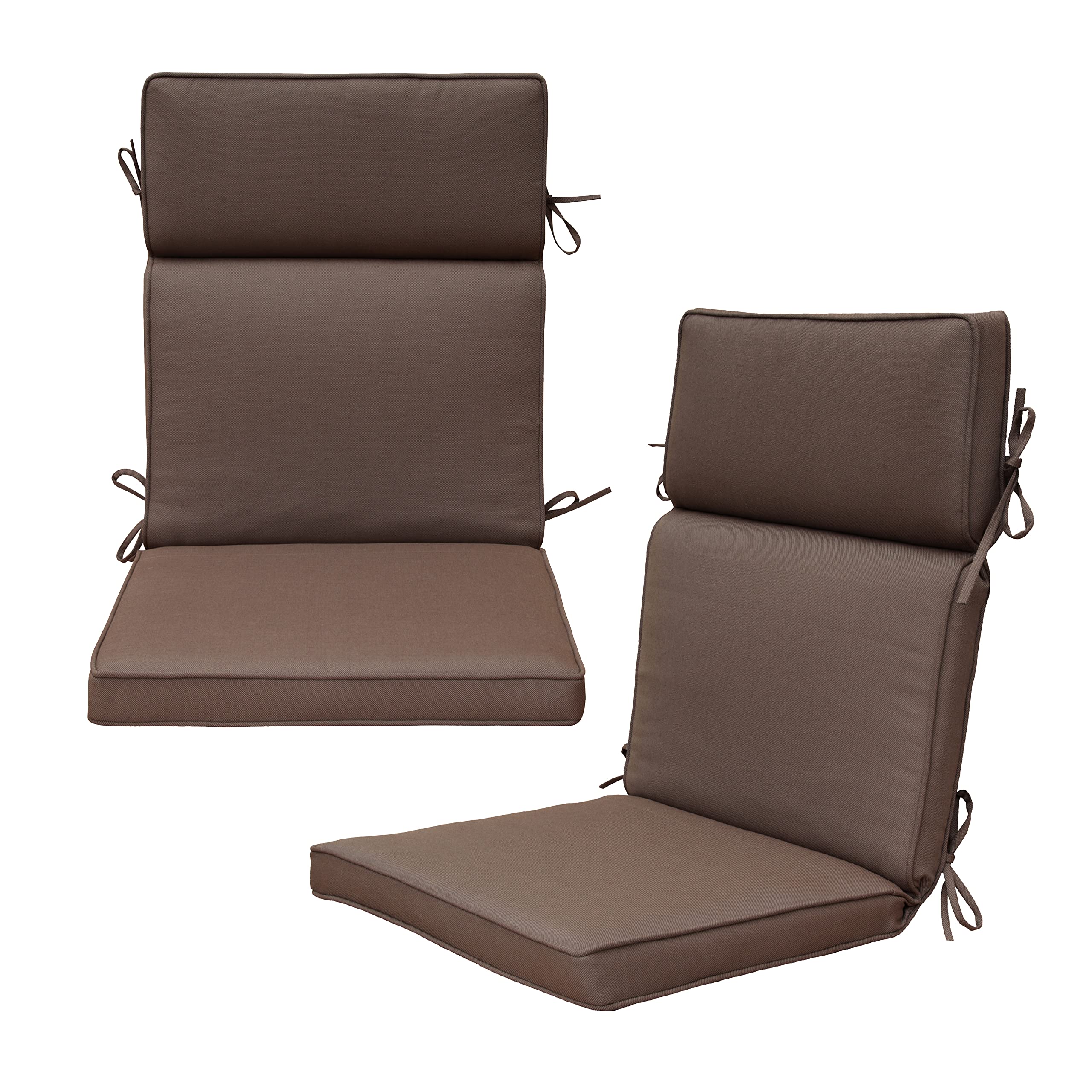 BOSSIMA Outdoor Patio High Back Chair Cushions - Replacement Adirondack Chair Cushions Box Edged Set of 2, Olefin Chocolate - Perfect for Garden, Deck, Poolside & Patio Relaxation