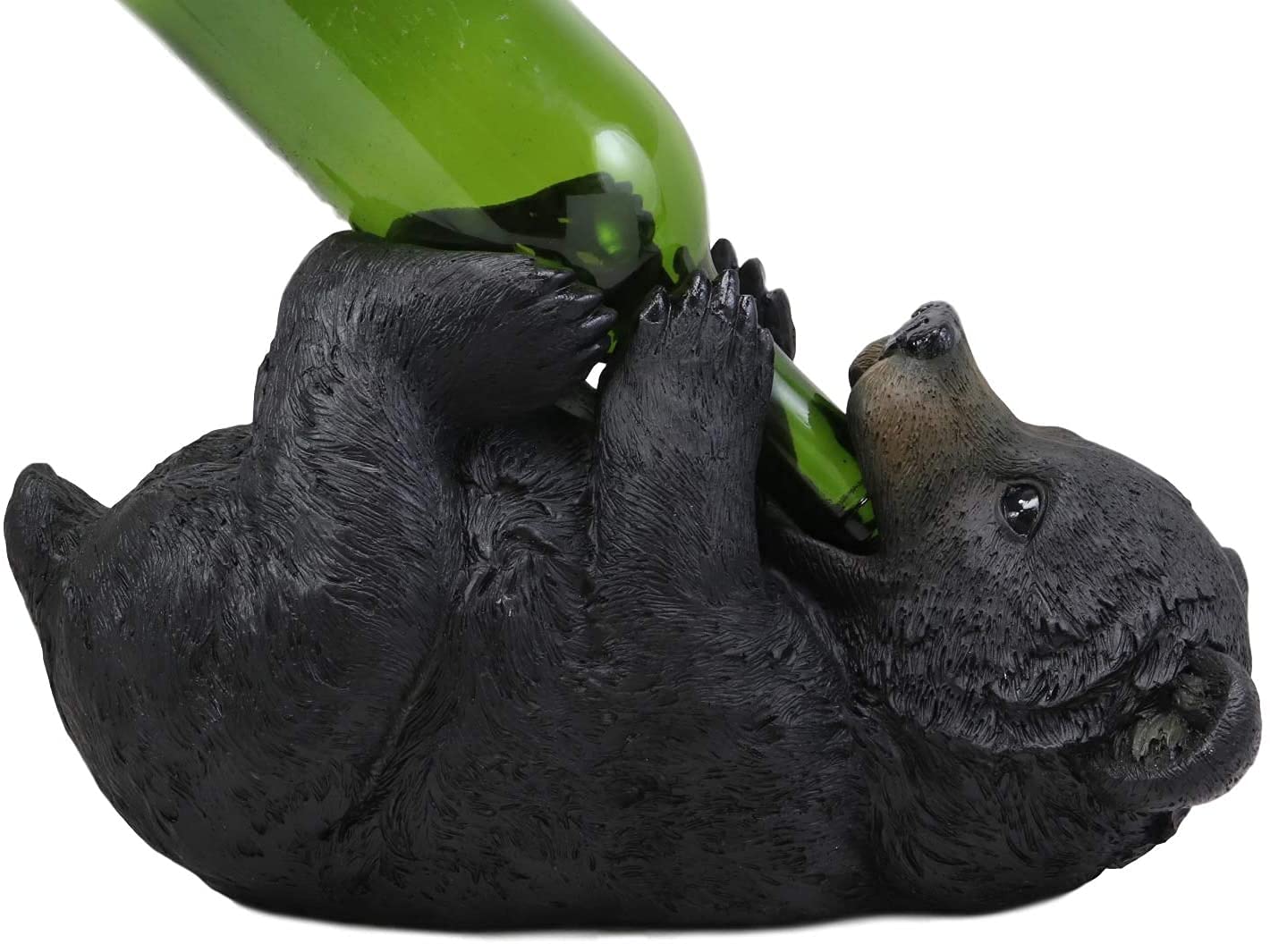 Ebros Large Rustic Cabin Lodge Decorative Black Bear Hugging Wine Bottle Holder - 11.5