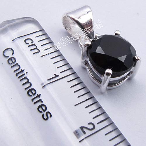 925 Sterling Silver Black Onyx Prong Set Pendant Necklace - 0.6 Inch Elegant Jewelry for Hanukkah Gifts, Birthday & Anniversary - Perfect for Everyday Wear & Special Occasions