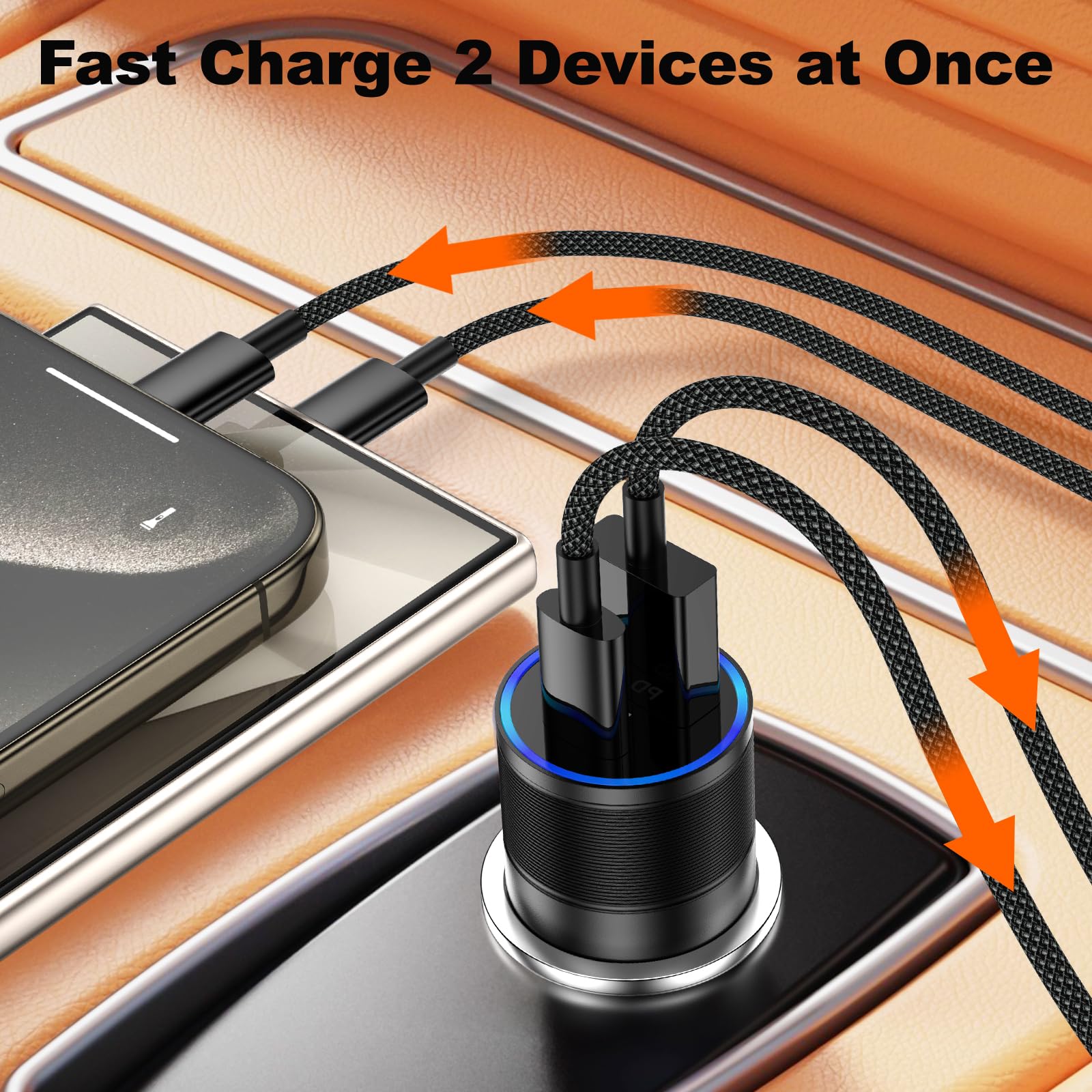 36W Dual Port USB C Car Charger Adapter - Fast Charging PD/QC3.0 12V Cigarette Lighter Charger for iPhone 16/15/14/13/12 Pro Max, iPad Mini, Galaxy S24/S23/Note 20 - Perfect for Road Trips & Daily Commutes (2-Pack)