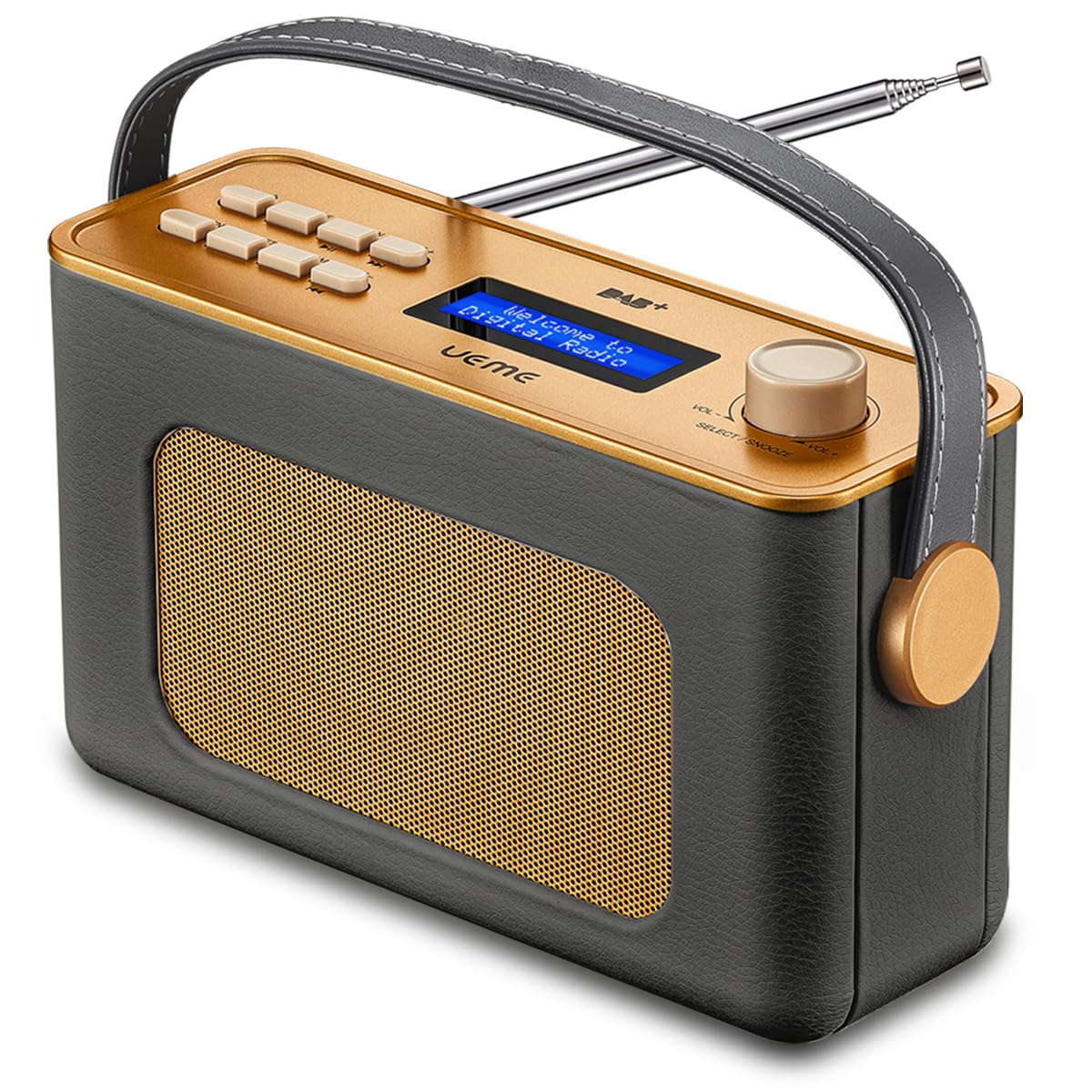 **UEME Retro DAB/DAB+ FM Wireless Portable Radio - Bluetooth, USB Rechargeable Battery, Digital & Analog Tuning (Charcoal Grey) - Perfect for Home, Office, Travel & Outdoor Adventures**