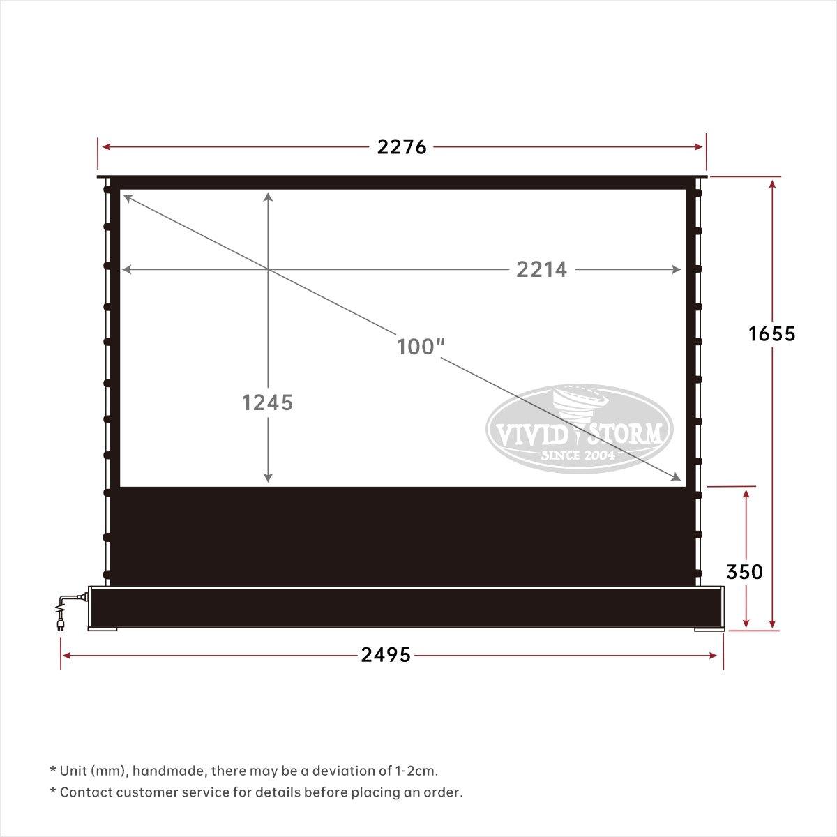 VIVIDSTORM S White Motorized Tension Floor Rising Projector Screen - Classic Version | Home Theater, Outdoor Movies & Office Presentations | Free Shipping from US Warehouse