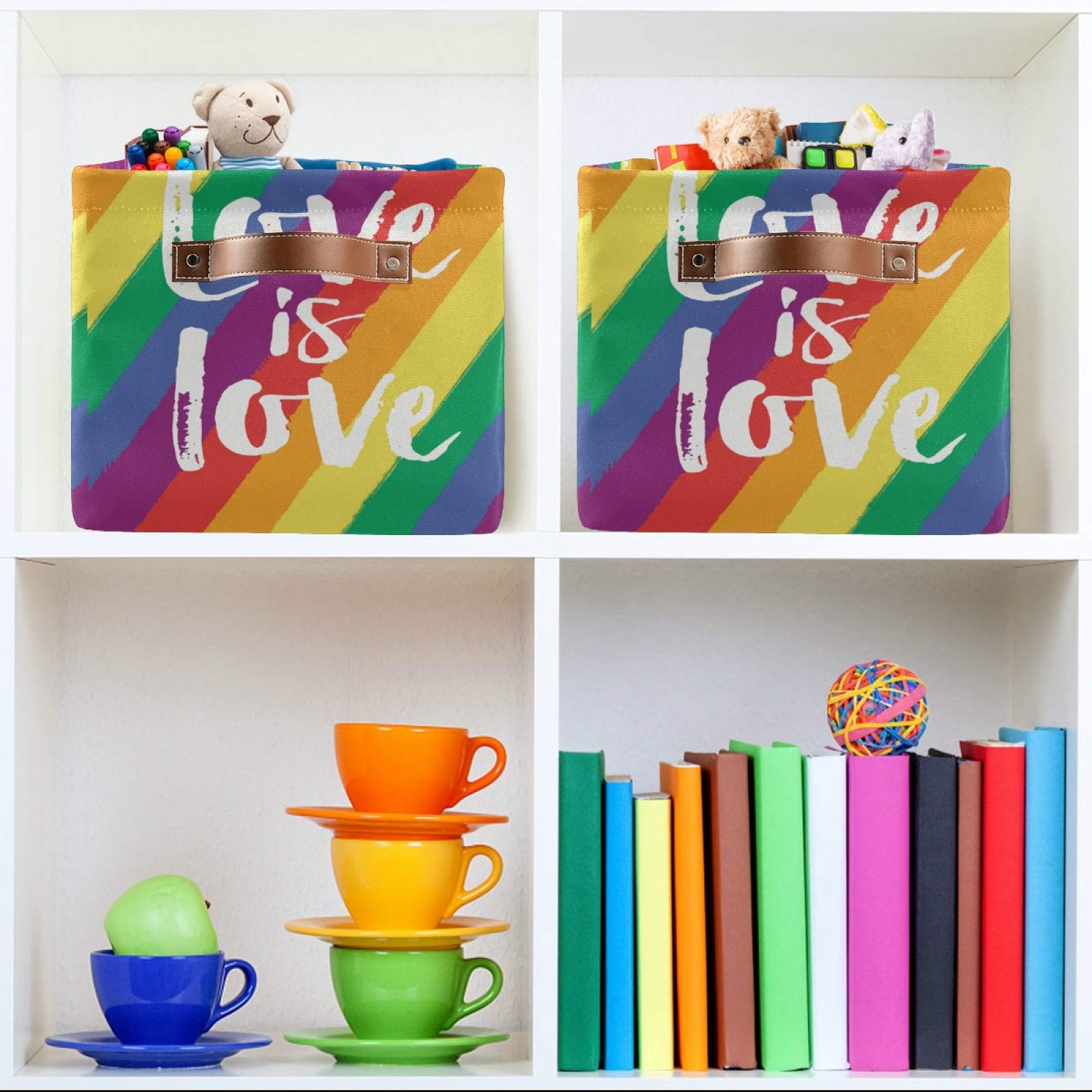 AUUXVA LGBT Pride Storage Basket - Durable Canvas Collapsible Organizer Bin with Handles for Toys, Clothes & Home Organization | Perfect for Bedroom, Closet, Office & Shelf Storage