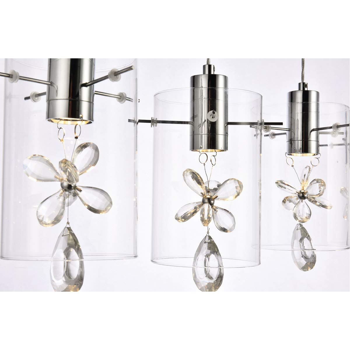 Luxury Hana 5-Light Chrome Pendant Light Fixture for Living Room, Kitchen, Bedroom & Hallway - Modern Ceiling Lighting for Dining Room, Foyer & Home Decor