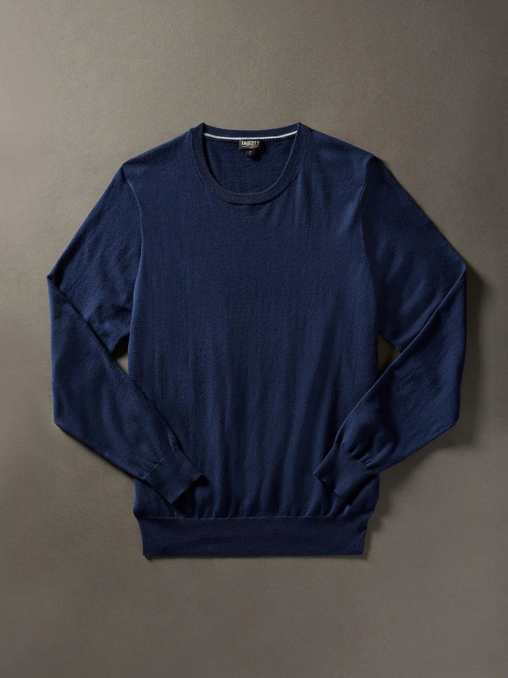 Faherty Movement Crewneck Sweater for Men | Soft Cotton Blend Pullover | Marine Navy Blue Casual Knit Sweater | Perfect for Fall Layering & Cozy Winter Outfits