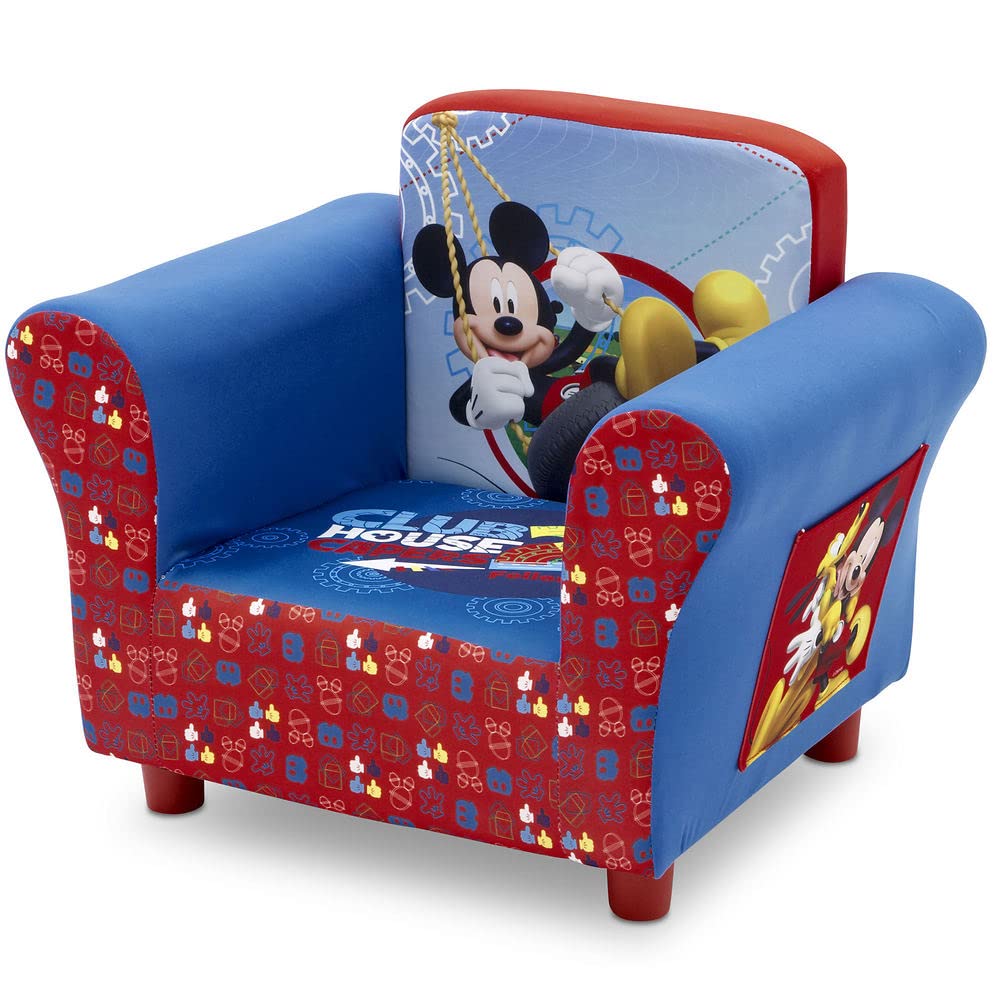 Delta Children Upholstered Chair with Disney Mickey Mouse Design - Kids Armchair for Bedroom, Playroom & Nursery - Soft Fabric Seat for Toddlers & Children (Ages 3+)