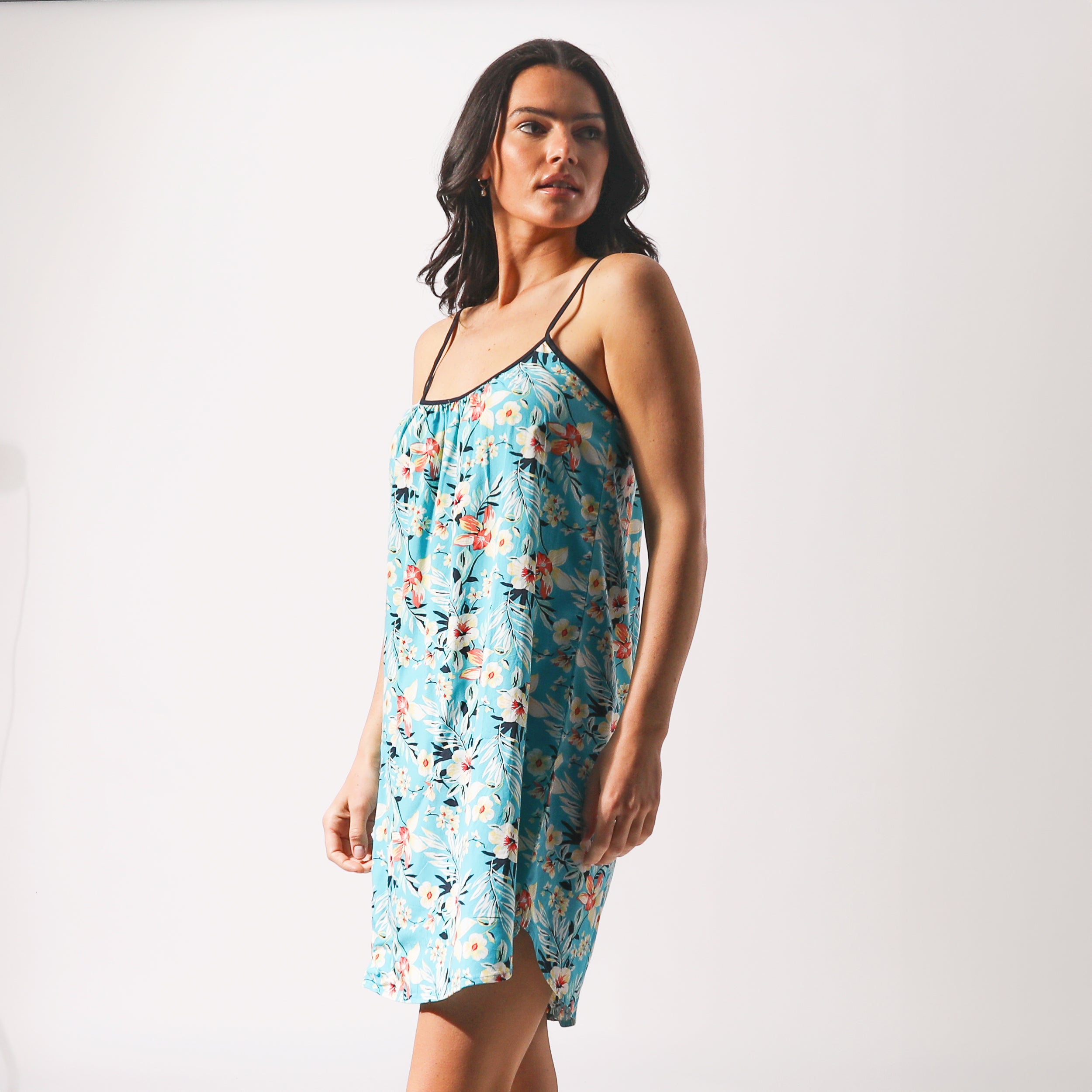 Twilight Floral Woven Chemise for Women - Soft Blue Lace Nightgown for Sleepwear & Romantic Occasions