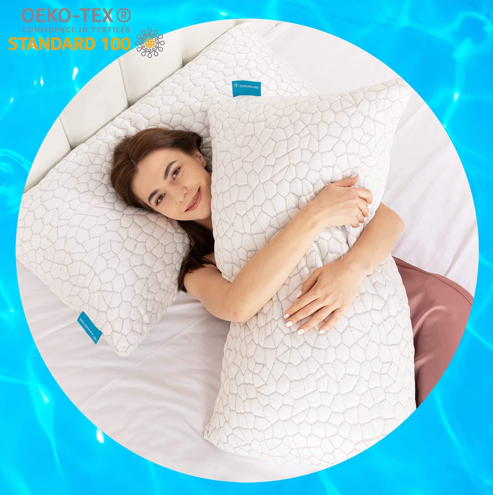 SUPA MODERN Cooling Bed Pillows 2 Pack - Adjustable Shredded Memory Foam Pillows for Side, Back & Stomach Sleepers - Queen Size Luxury Gel Pillows with Washable Cover - Perfect for Hot Sleepers & Night Sweat Relief