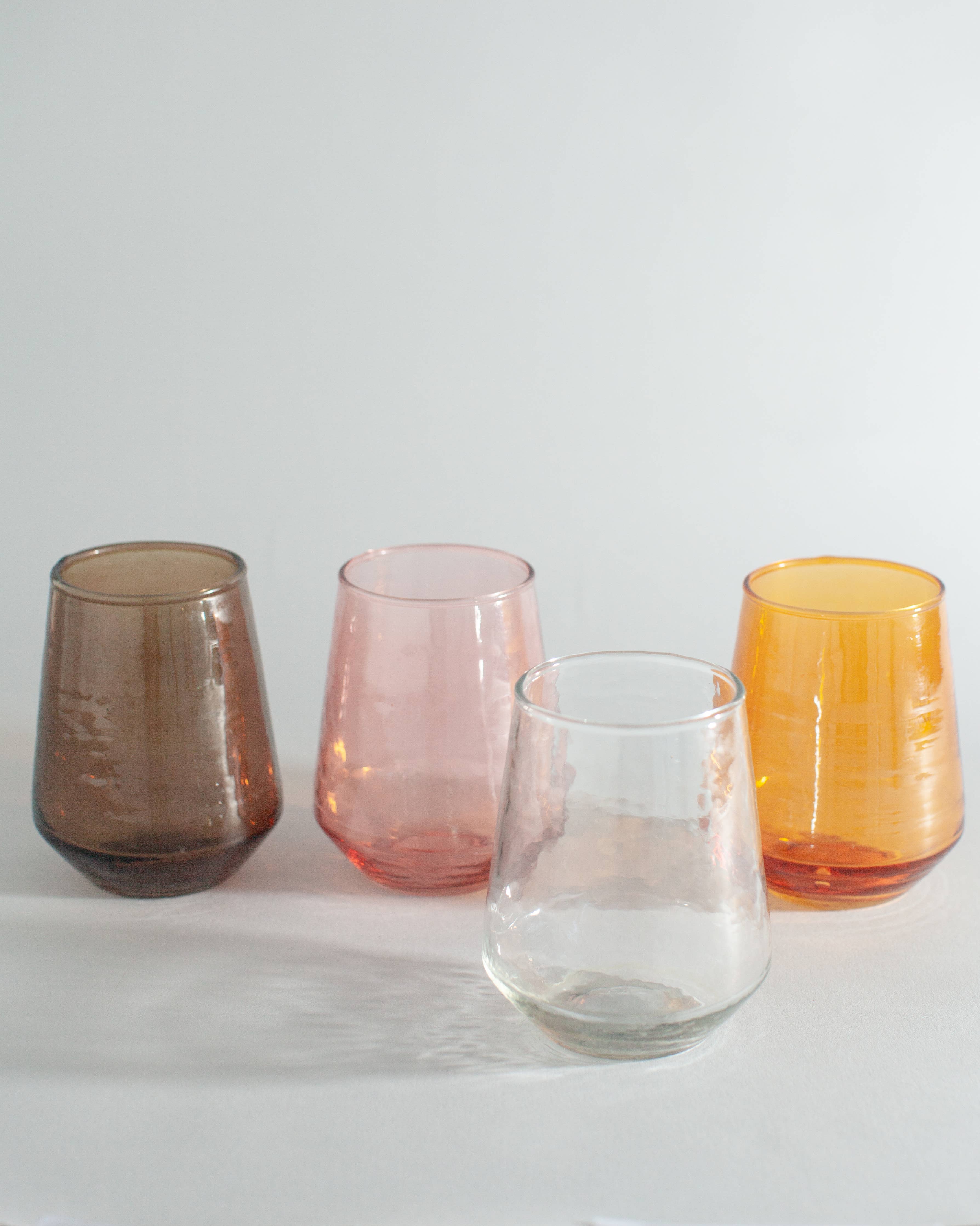Handblown Hammered Glass Water Tumbler with Smoke Design - Reusable Insulated Cup for Coffee, Tea & Cold Drinks - Perfect for Home, Office & Outdoor Use