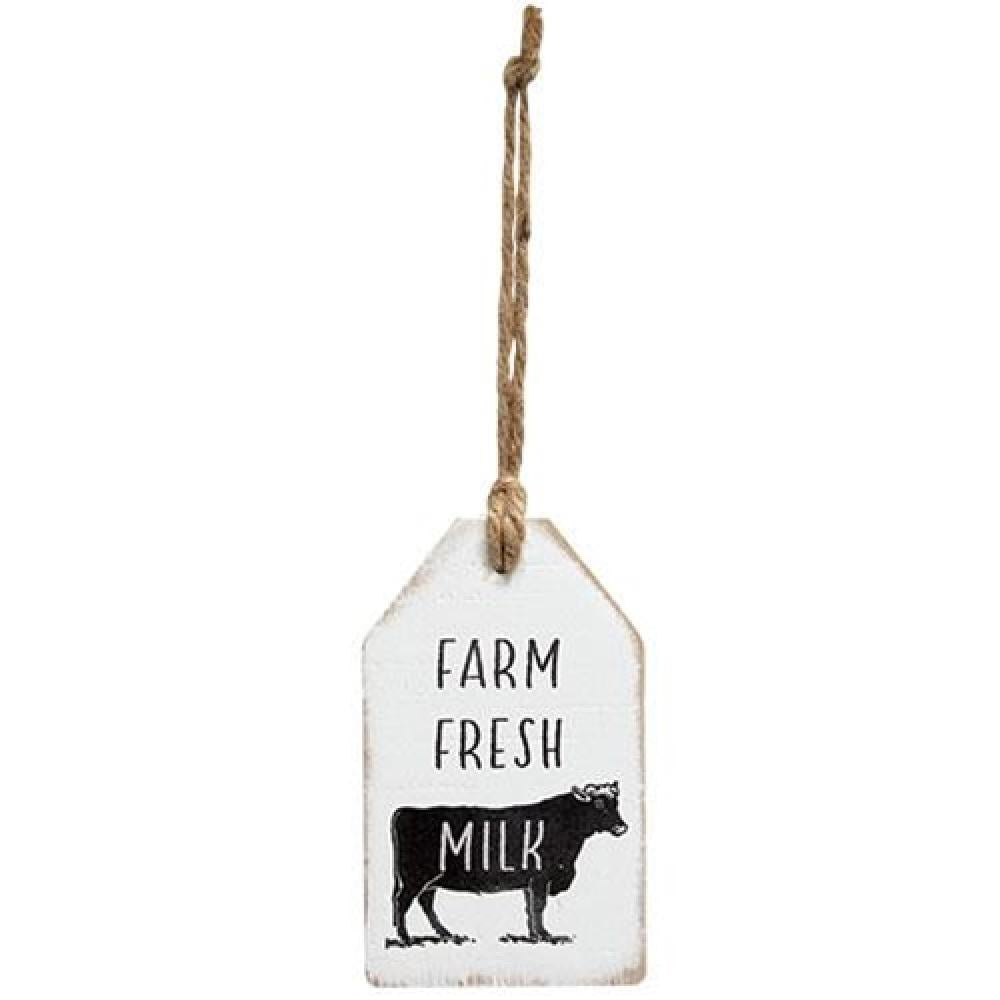 Farm Fresh Milk Wood Tag - Rustic Wooden Sign for Farmhouse Decor, Kitchen, Dairy Farm, or Country Home - Perfect for Wall Art, Gift, or Farm Themed Events