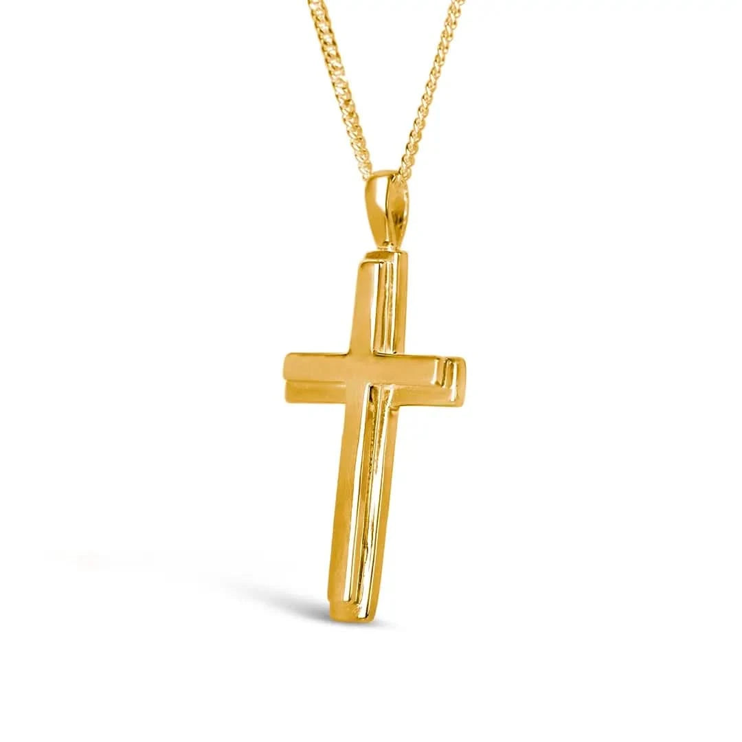 Stunning Heavy Gold Cross Necklace for Women & Men - Religious Jewelry Gift for Baptism, First Communion & Everyday Wear